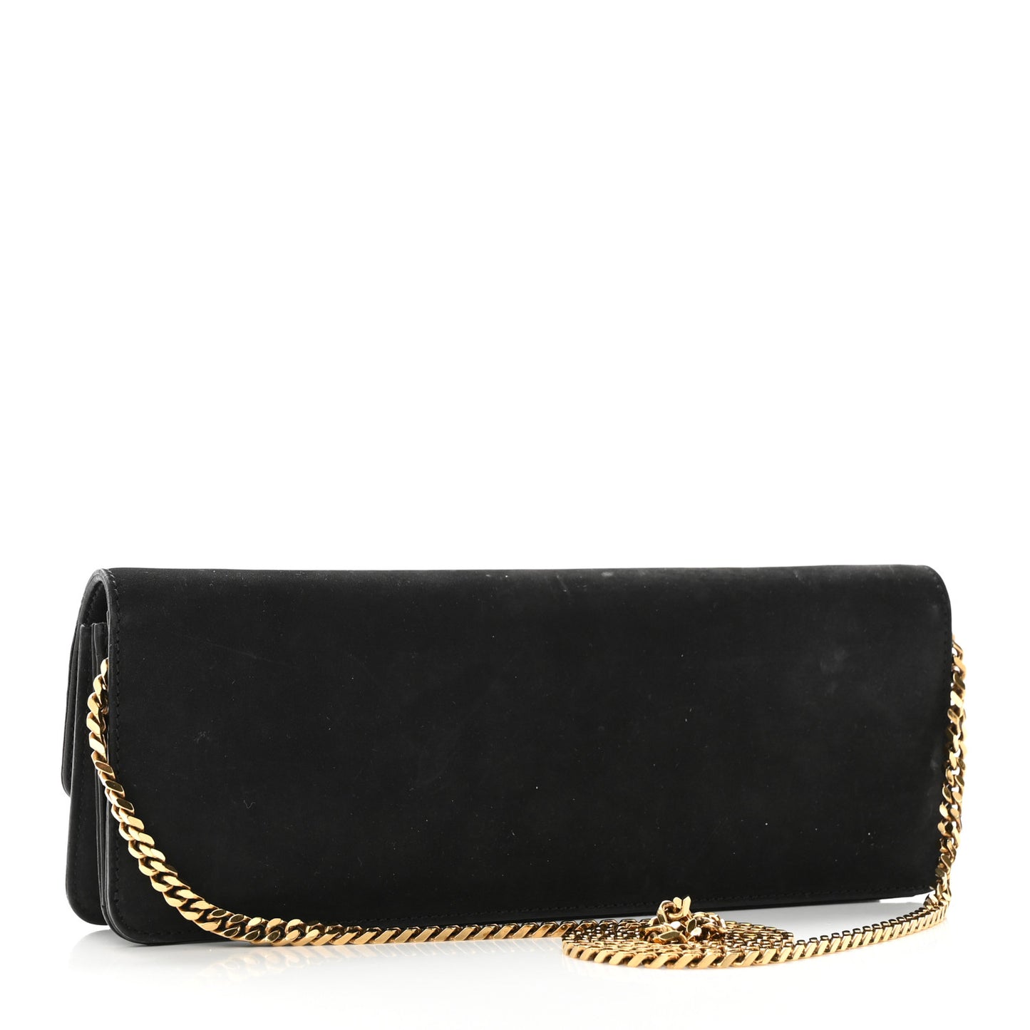 Suede Tigrette Chain Clutch Black