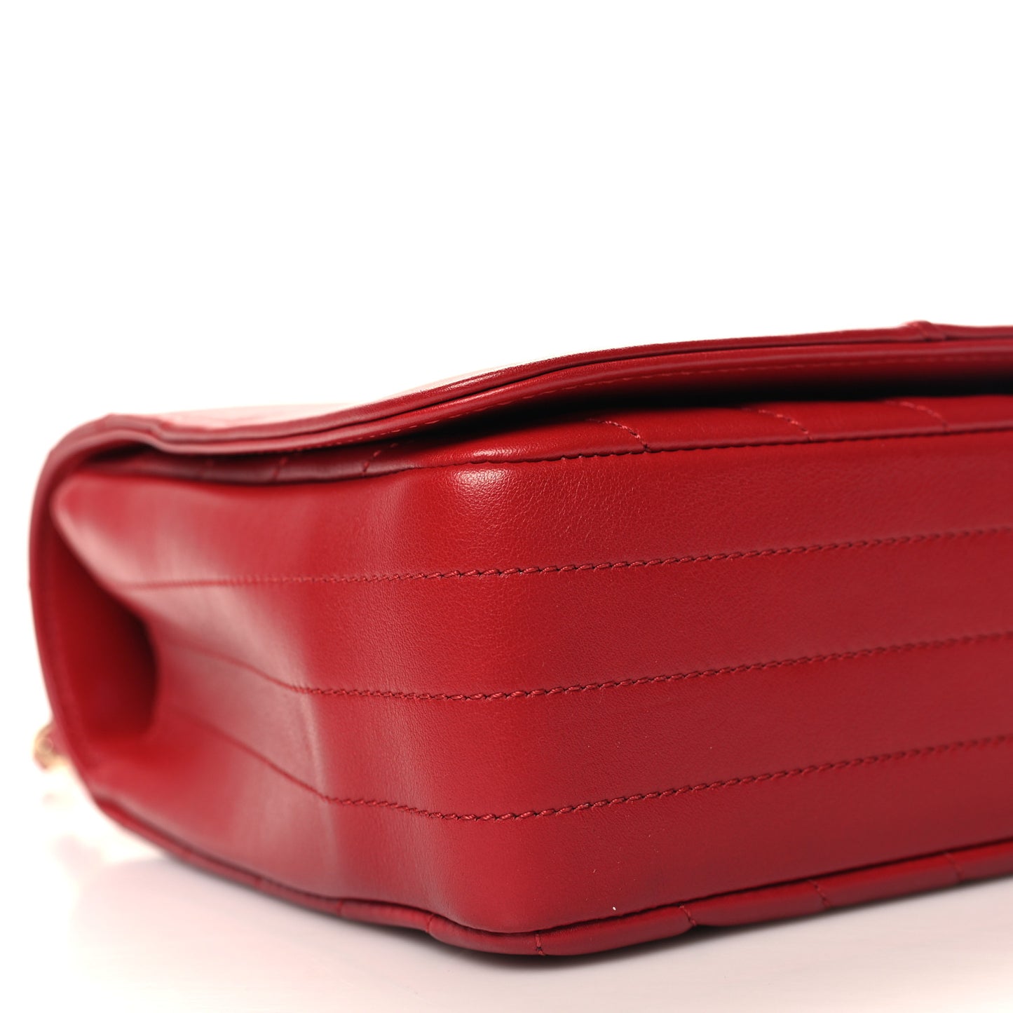 Calfskin Chevron Quilted Large Statement Flap Red