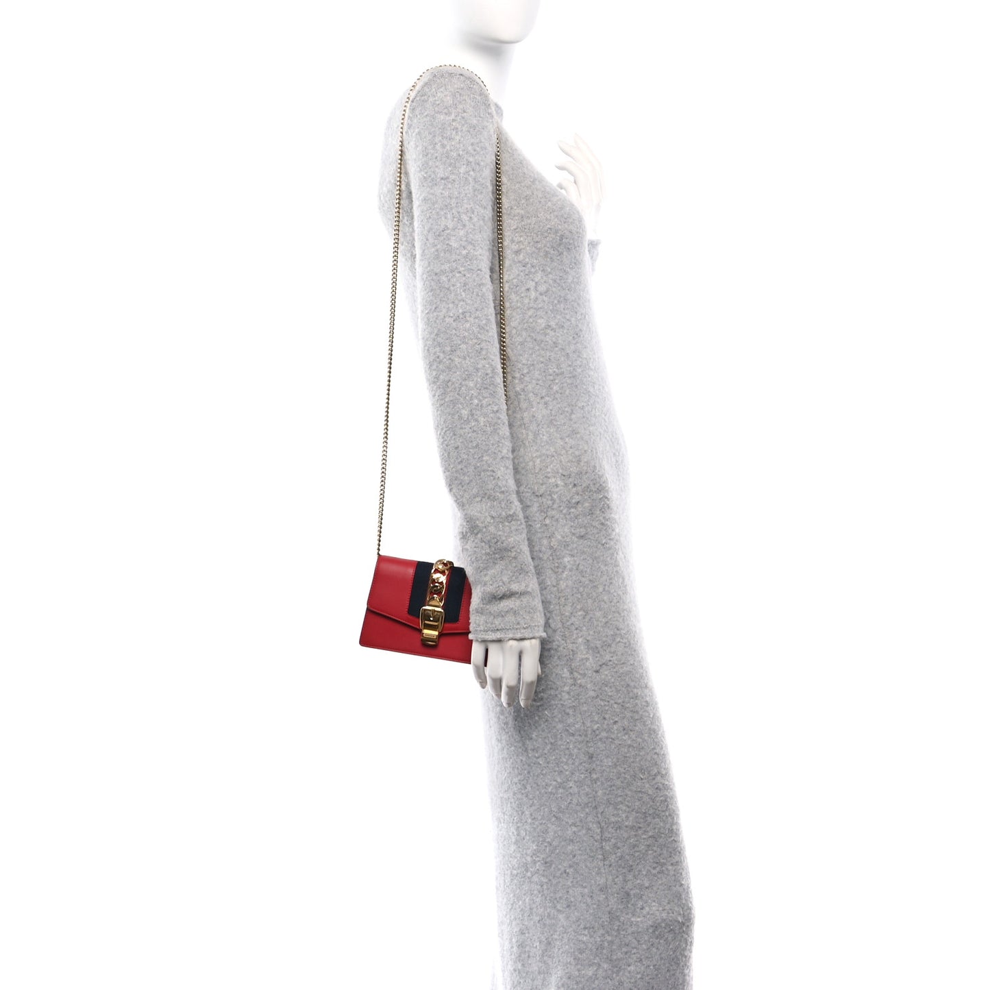Calfskin Super Mini Sylvie Chain Shoulder Bag Hibiscus Red