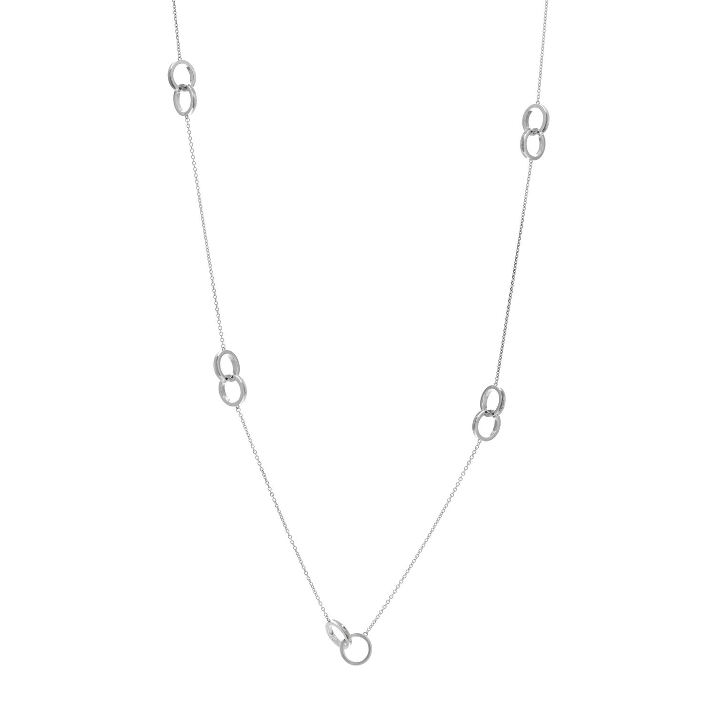 Sterling Silver 1837 Interlocking Circles Station Long Necklace
