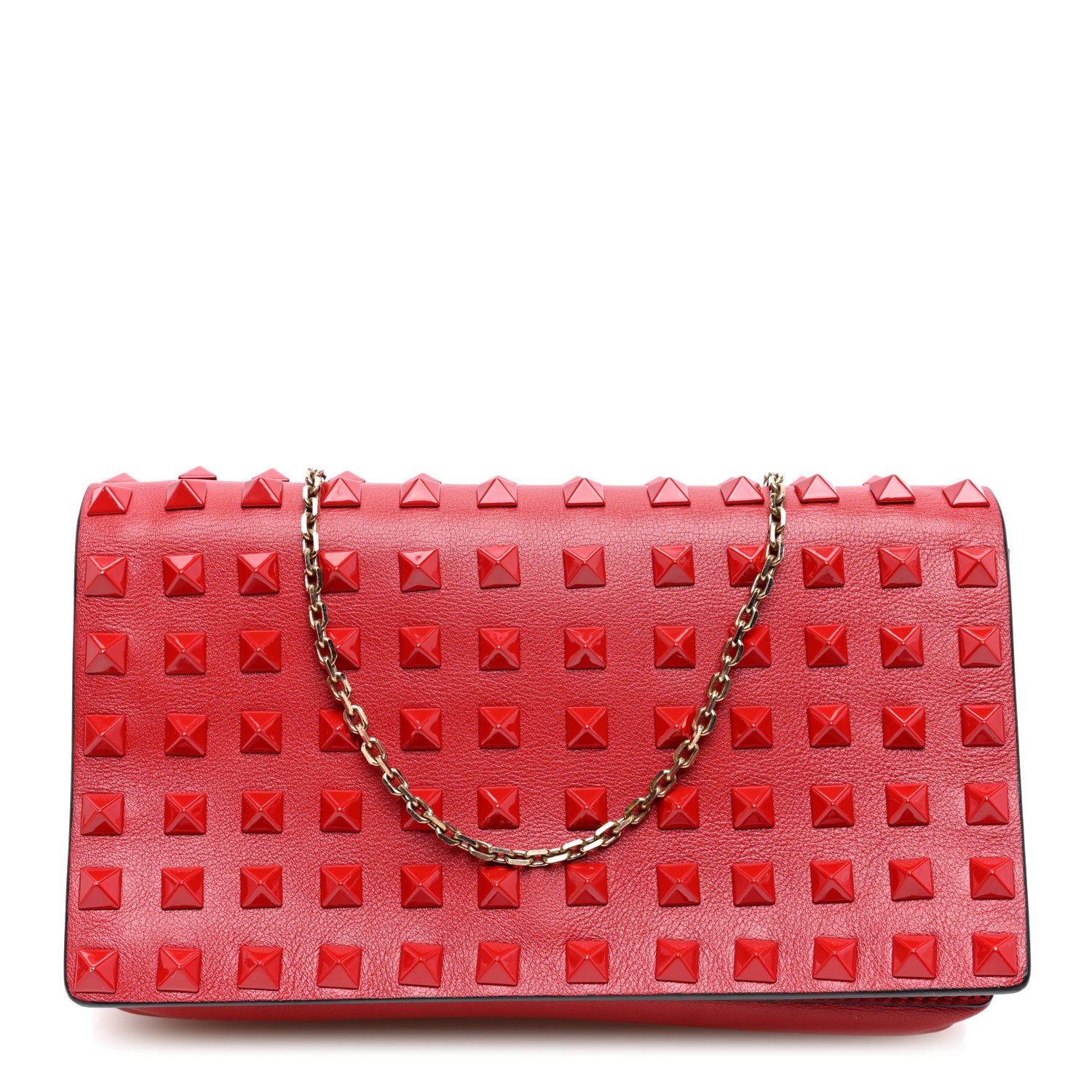 Valentino Garavani Vitello Monochrome Rockstud All Over Chain Flap Crossbody Bag Rosso Valentino 1 of 9