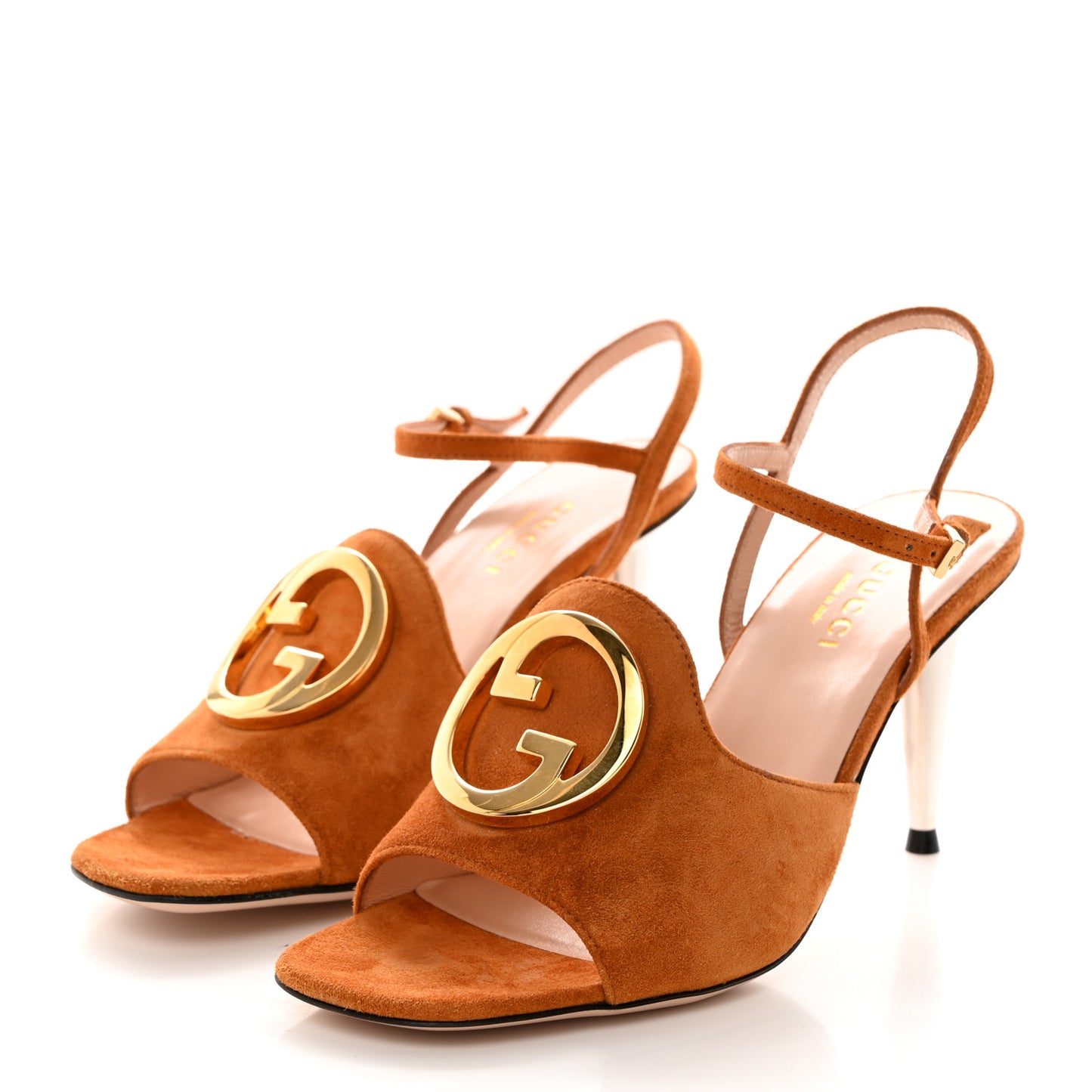 Suede Blondie 85mm Slingback Sandals 34.5 Cognac