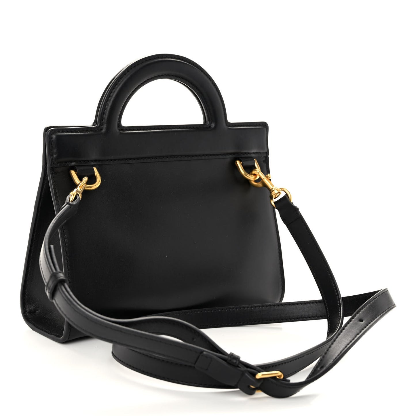 Calfskin Mini Logo Crossbody Tote Black