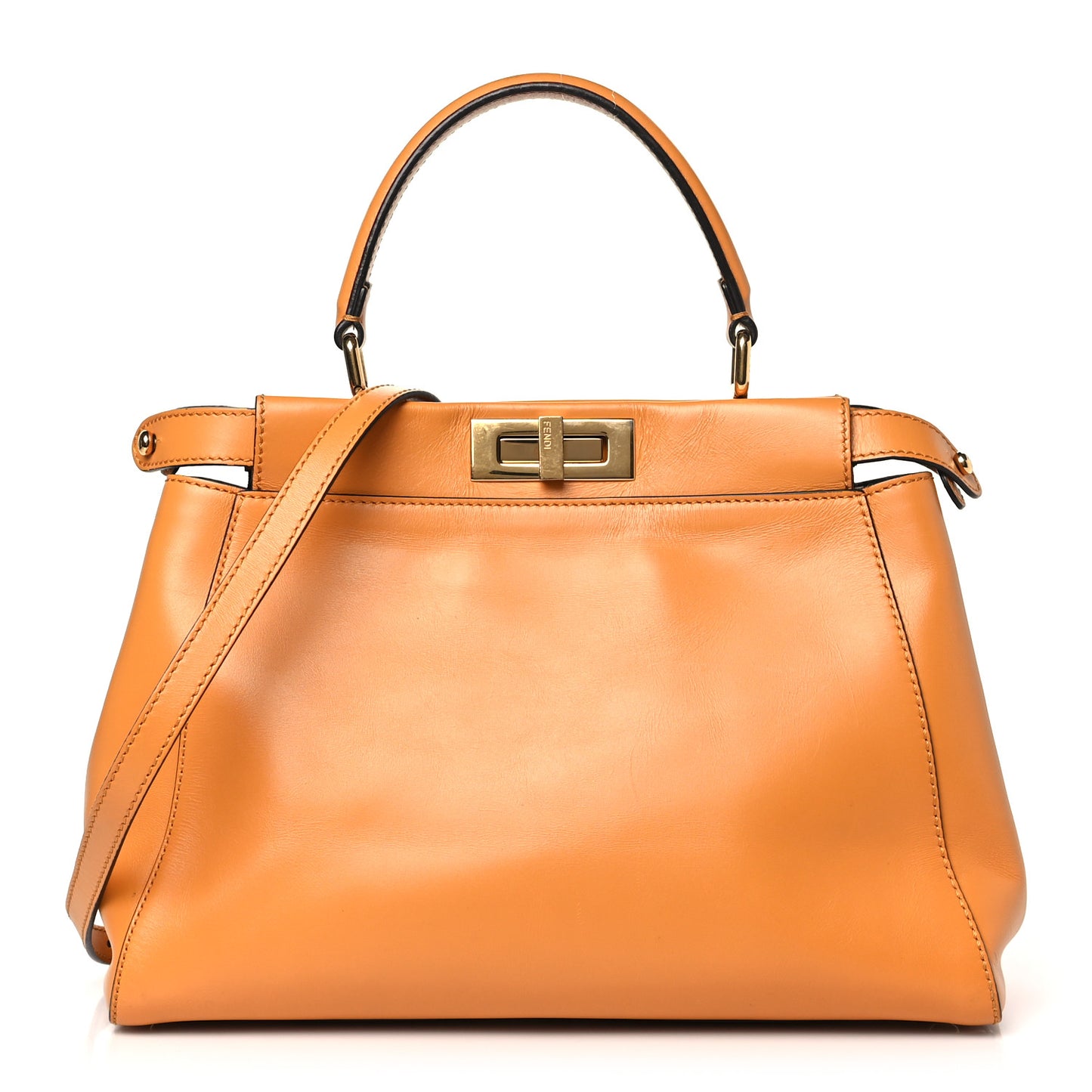 Vitello Morgan Shiny Nappa Medium Peekaboo Iconic Satchel Giallo Syrup Tobacco Black
