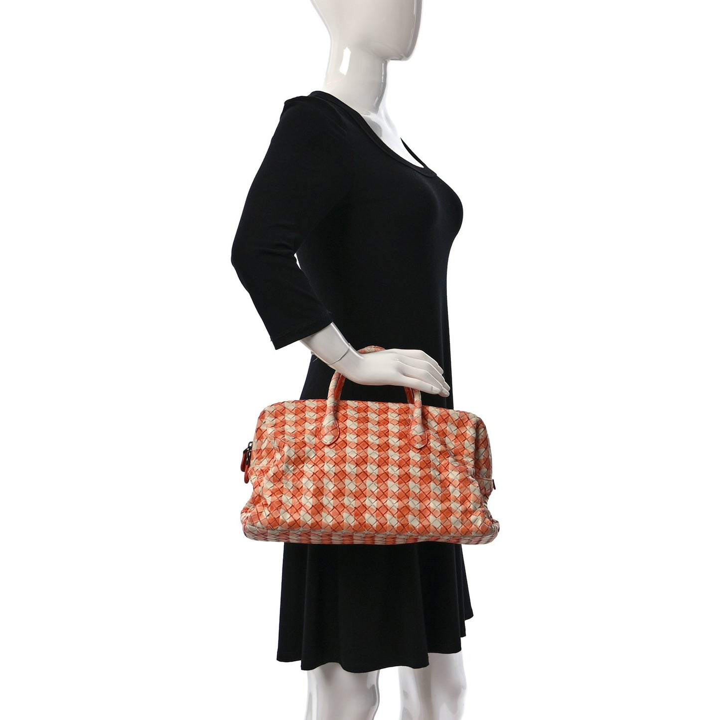 Nappa Intrecciato Gingham Boston White Orange