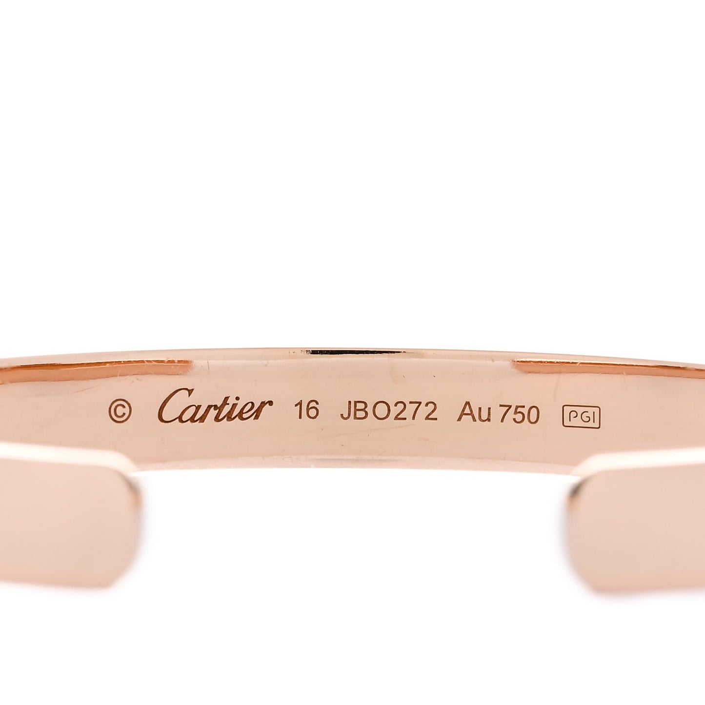 18K Pink Gold LOVE Cuff Bracelet 16