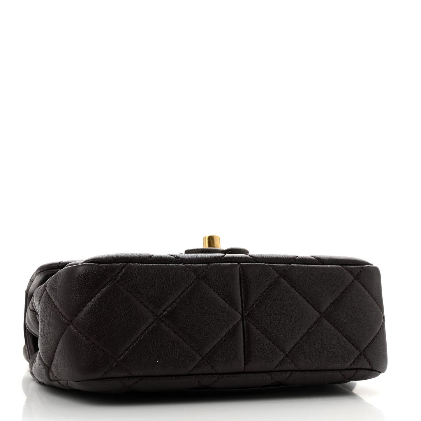 Lambskin Wenge Quilted Mini Fashion Wood Square Flap Dark Purple