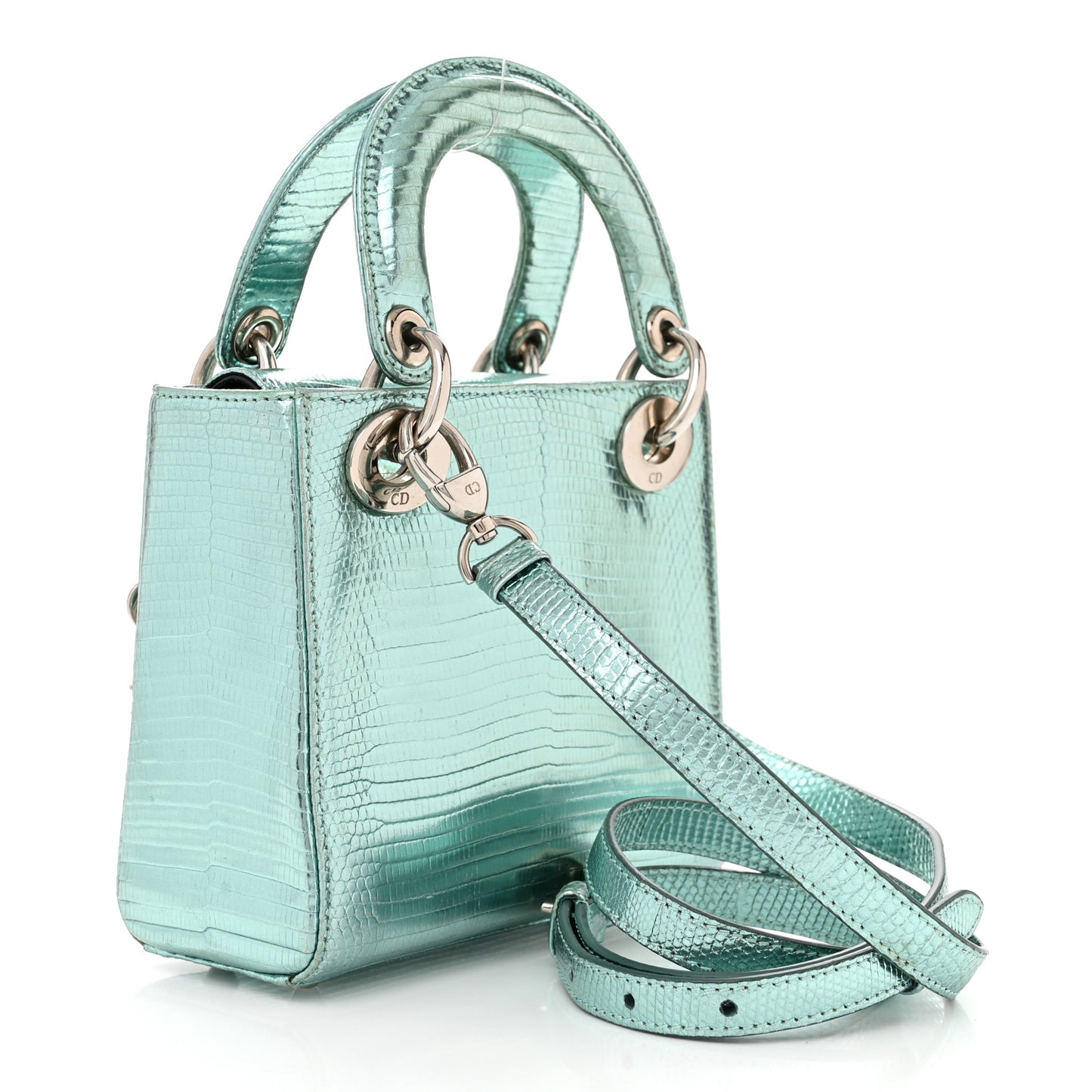 Metallic Lizard Mini Lady Dior Blue