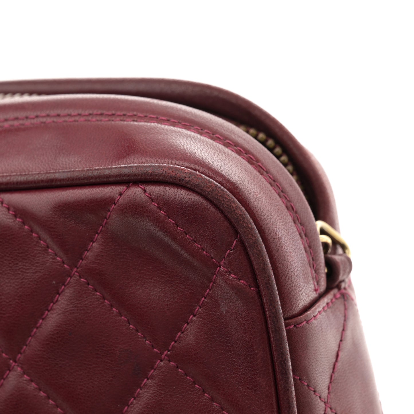 Lambskin Quilted Tassel CC Camera Case Red