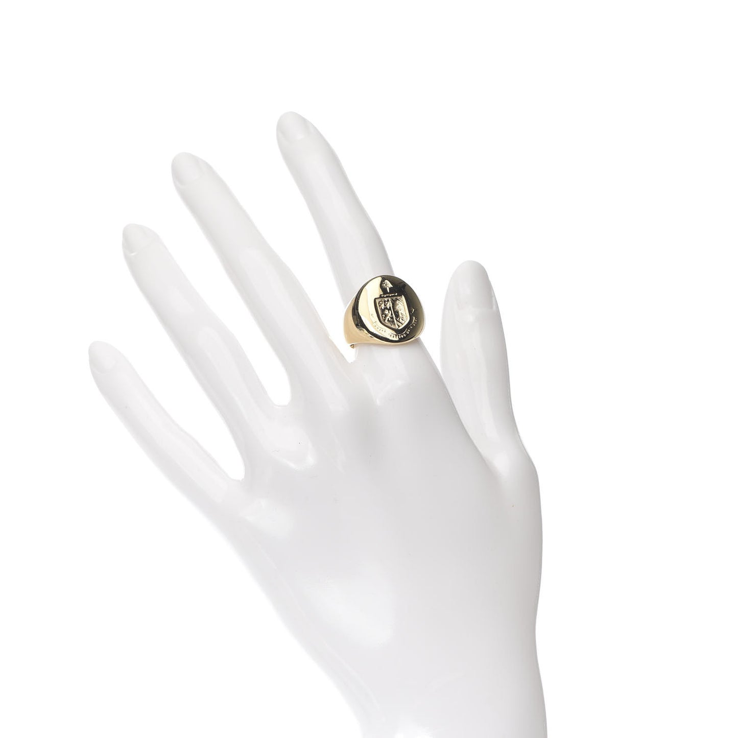 18K Yellow Gold Oval Crest Signet Ring 51 5.75