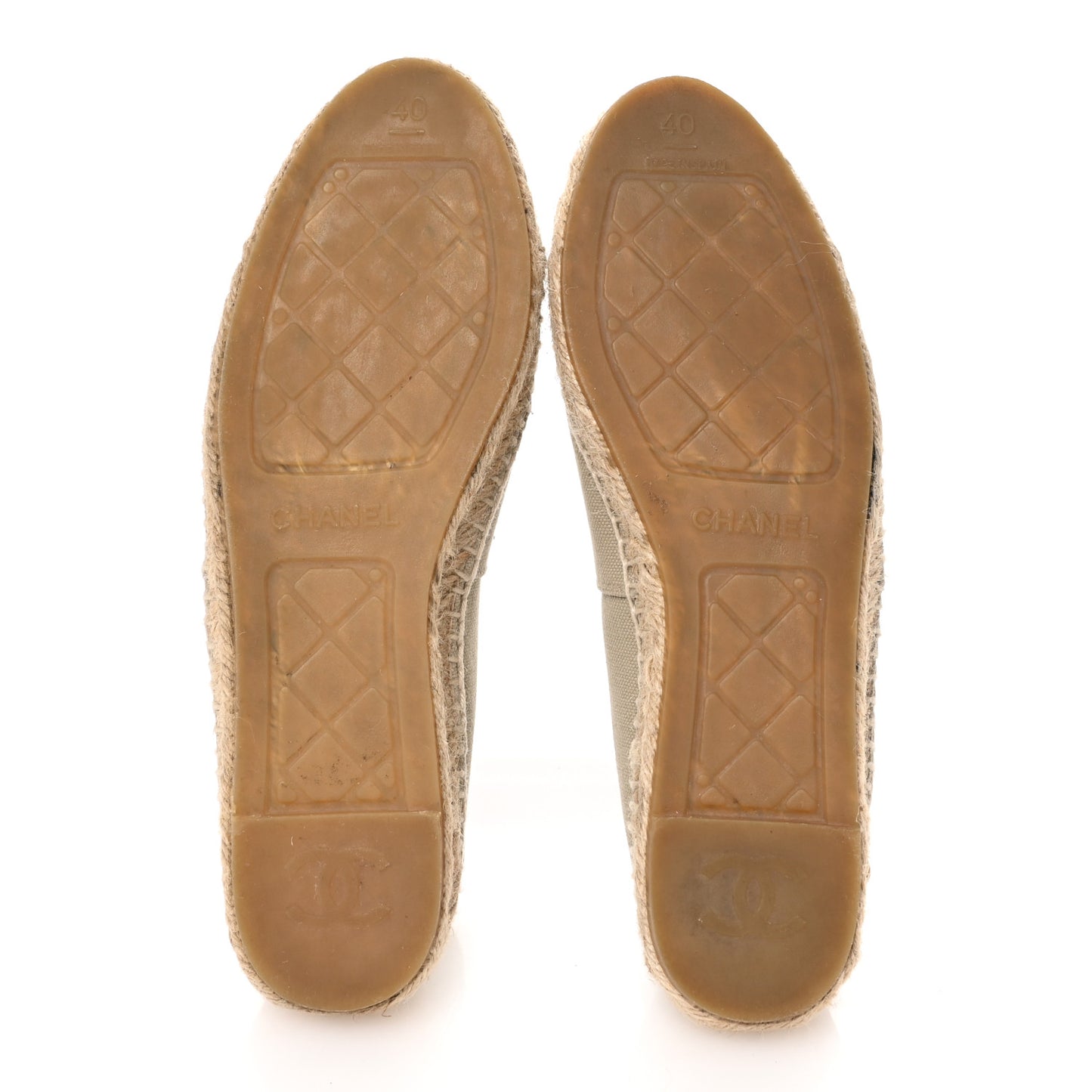 Canvas Grosgrain CC Espadrilles 40 Light Green Black
