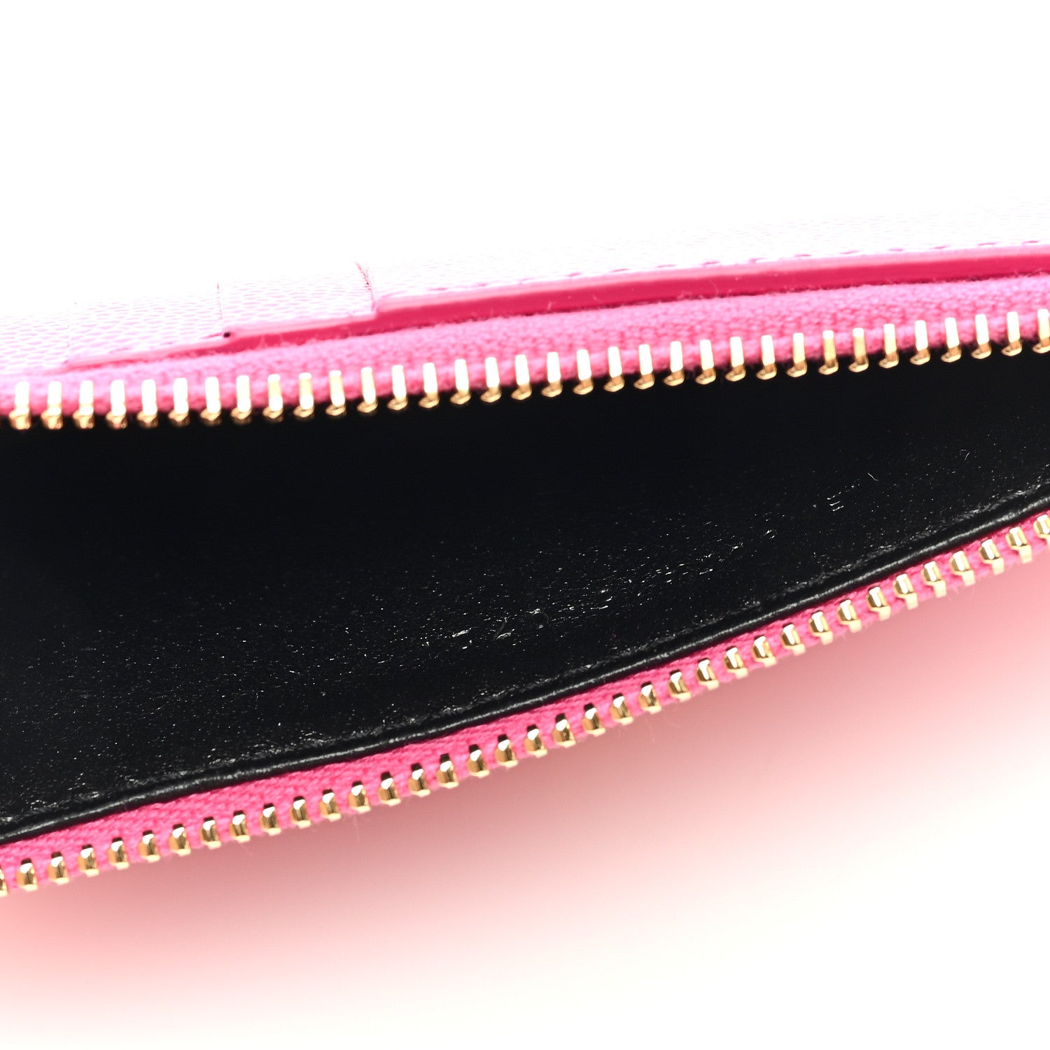 Saint Laurent Grain De Poudre Matelasse Chevron Monogram Fragments Zippered Card Case Fresh Fuxia 5 of 6