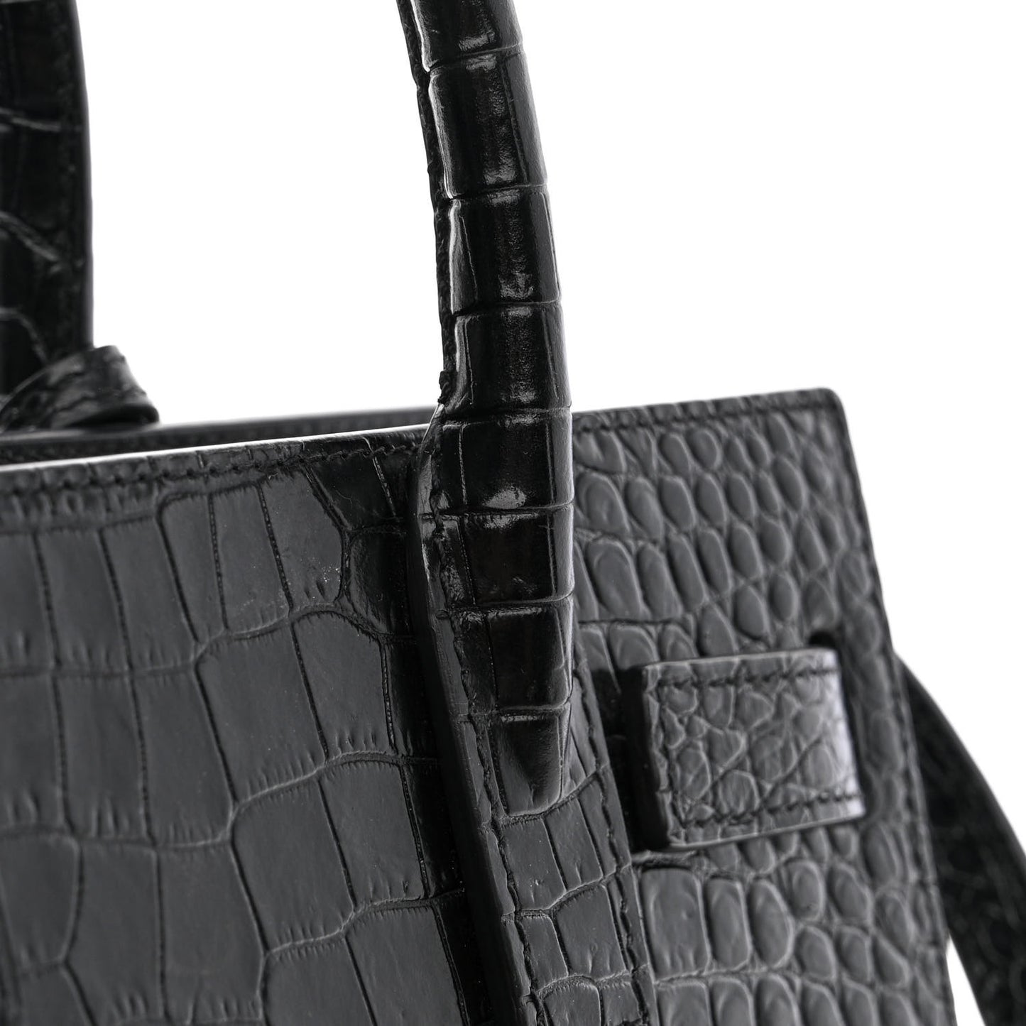 Calfskin Crocodile Embossed Nano Sac De Jour Black