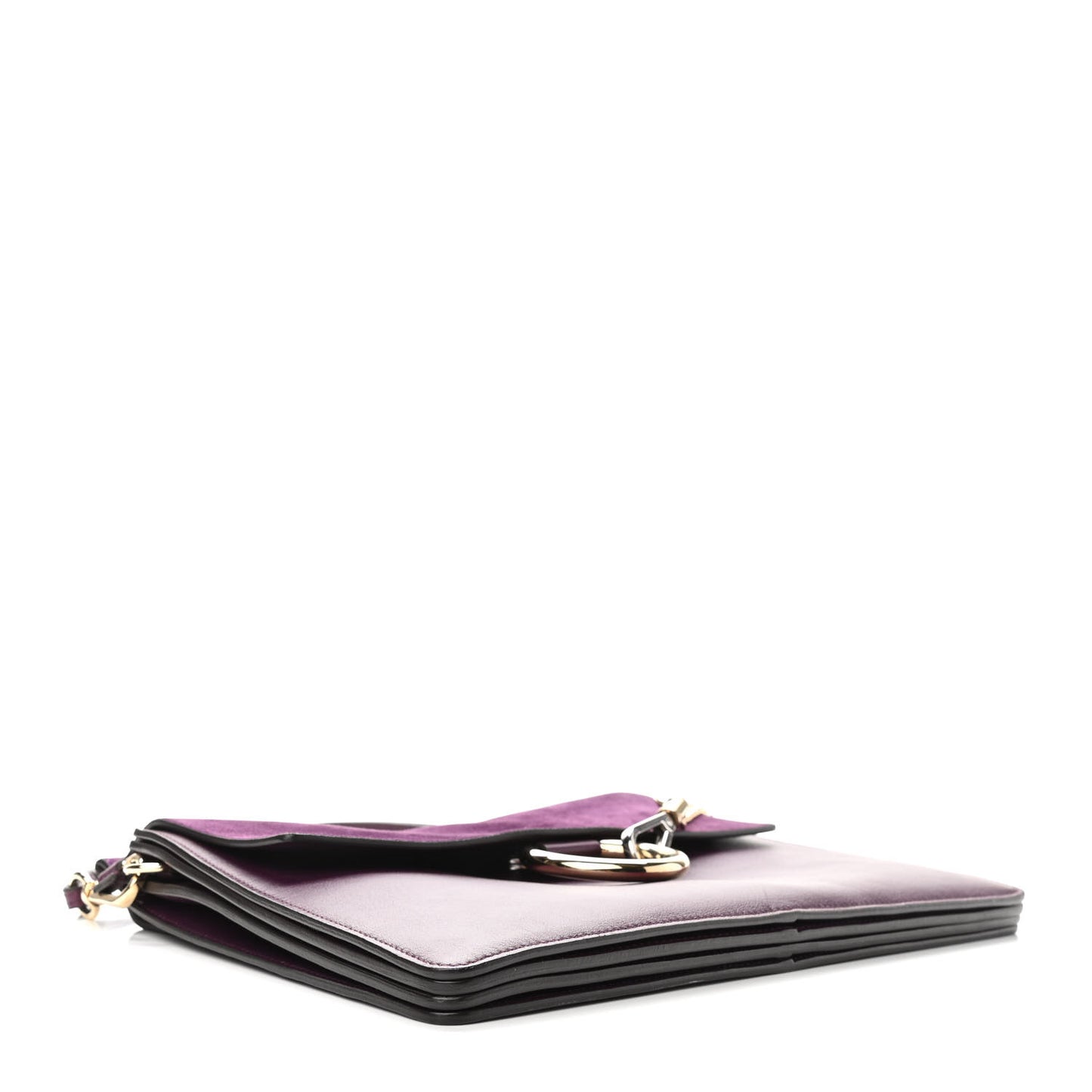 Suede Calfskin Medium Faye Shoulder Bag Dark Purple