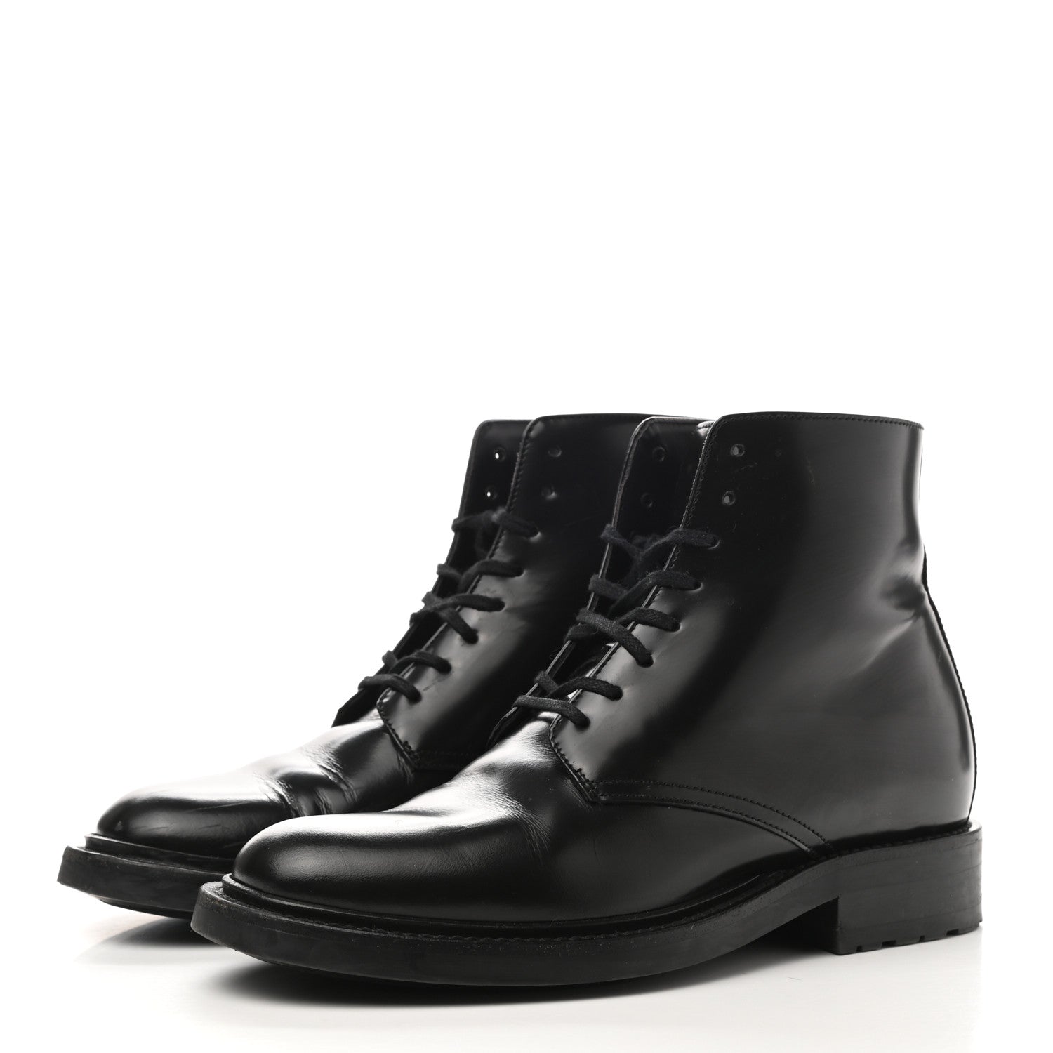 Saint Laurent Calfskin Womens Army Combat Boots 37 Black 3 of 9