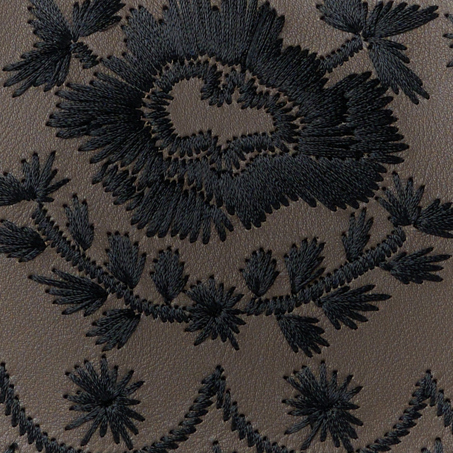 Vitello Seta Shiny Nappa Floral Embroidered Petite Peekaboo I SEE U Satchel Carbone Black