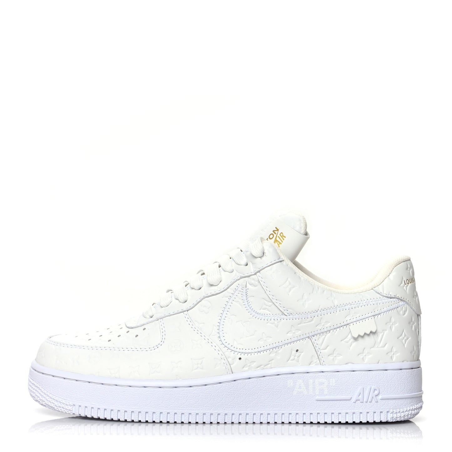 X NIKE AIR FORCE 1 Calfskin Monogram Mens Low Top Sneakers 7.5 White