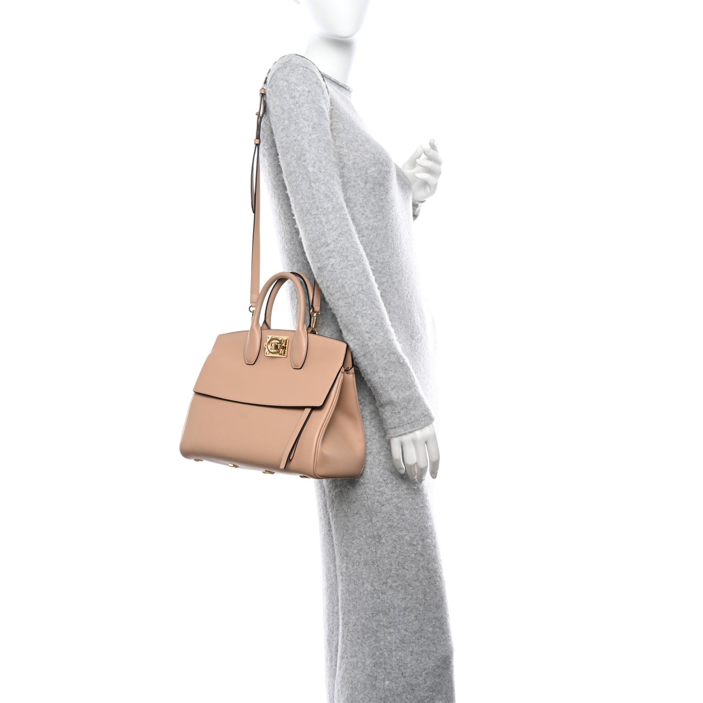 Calfskin Medium Studio Bag Almond