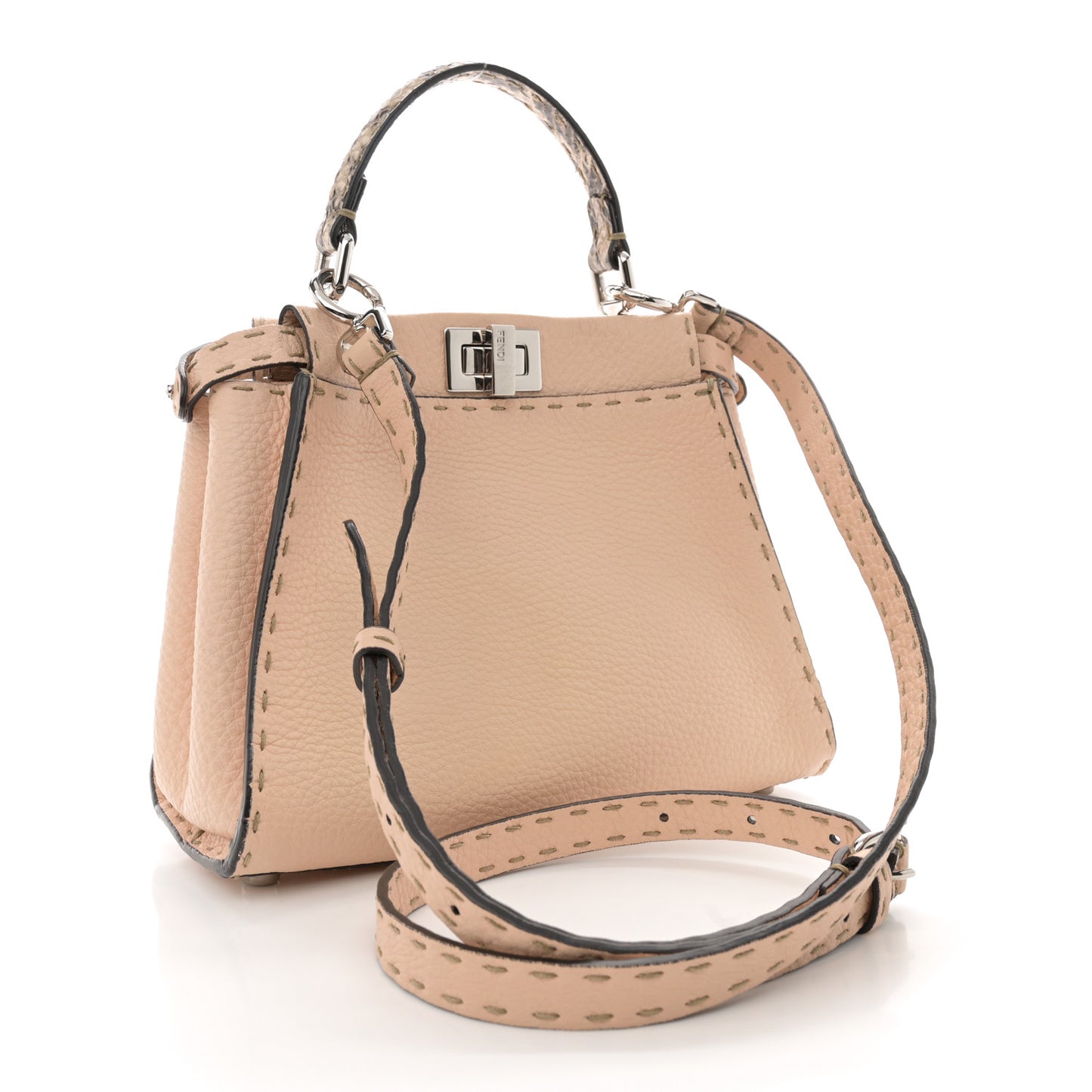 Cuoio Romano Snakeskin Selleria Mini Peekaboo Iconic Satchel Plaster