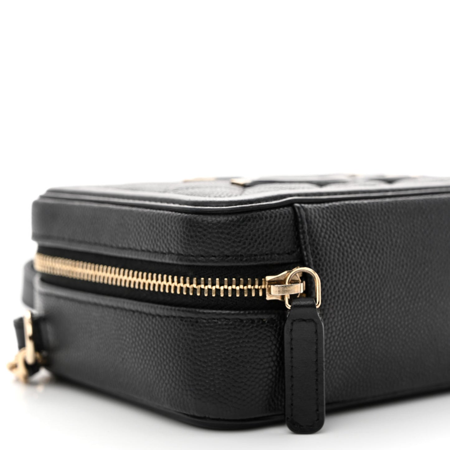 Caviar Quilted CC Filigree Vanity Clutch With Chain Black