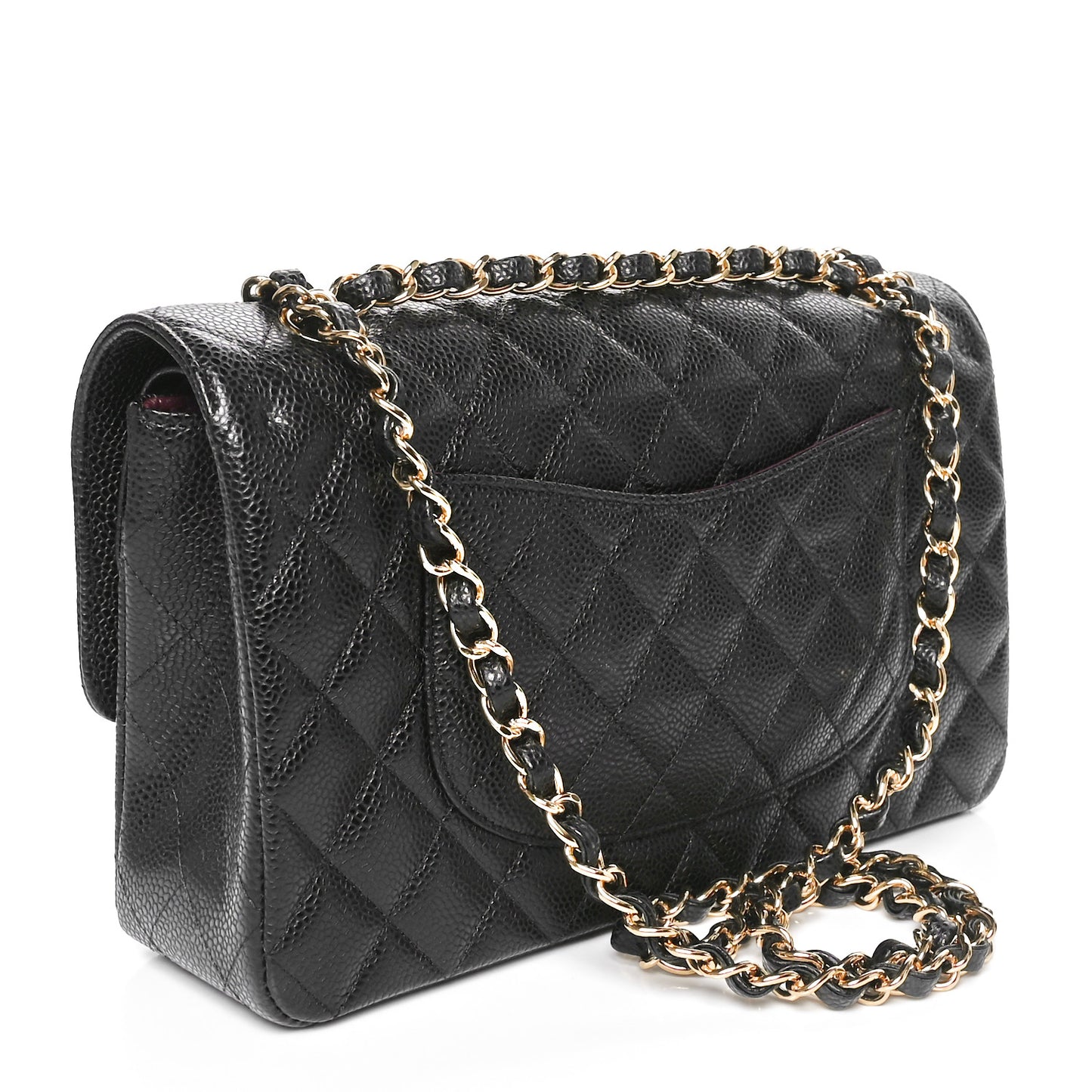 Caviar Quilted Medium Double Flap Black