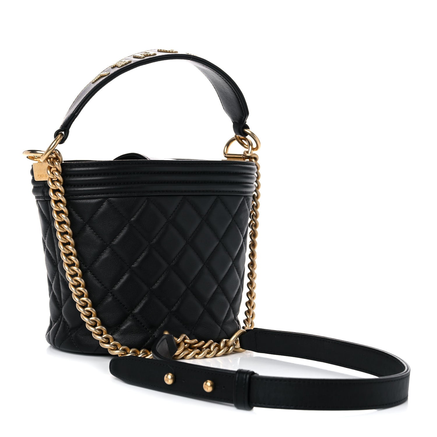 Chanel Calfskin Quilted Boy Bucket Bag Black 3 of 11