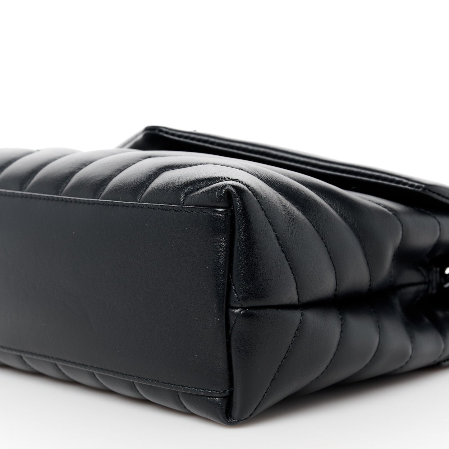 Calfskin Y Quilted Monogram Monochrome Small Loulou Chain Satchel Black