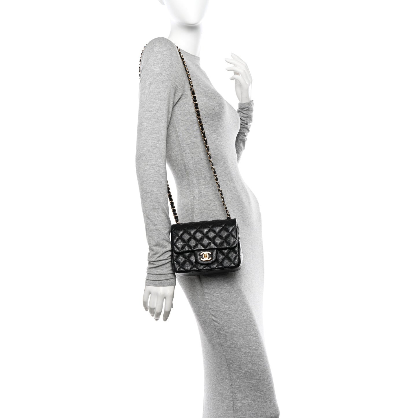 Caviar Quilted Mini Square Flap Black