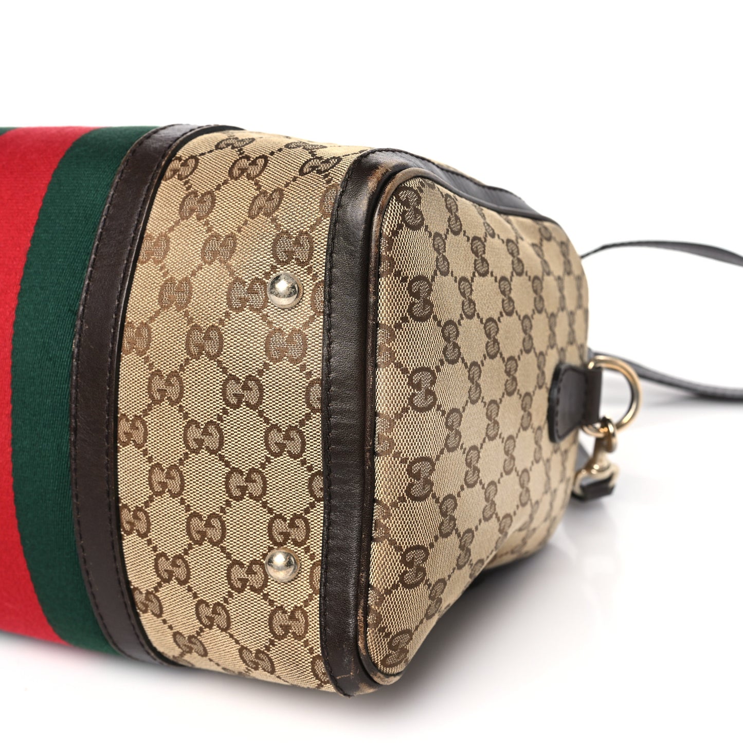 Monogram Selleria Calfskin Vintage Web Medium Boston Beige Ebony Cocoa