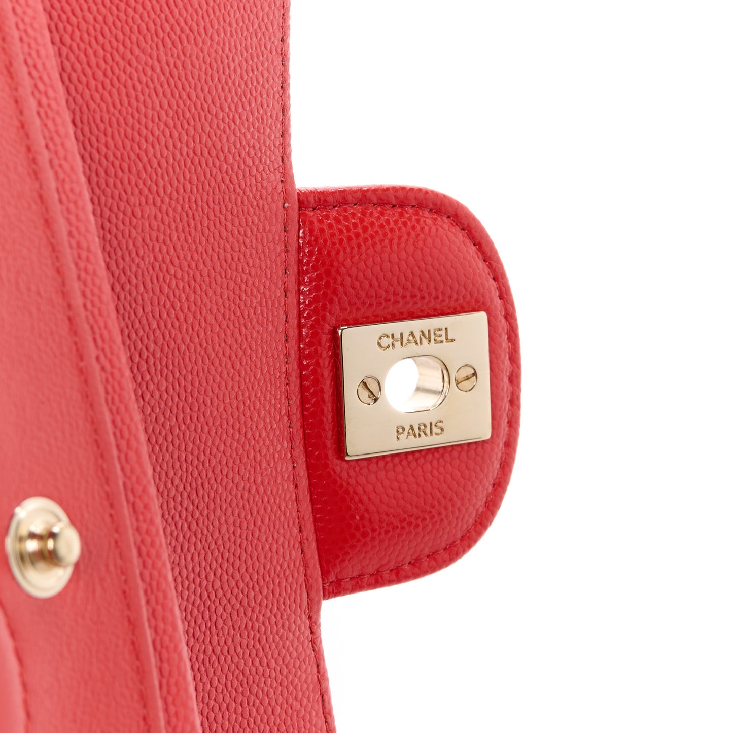 Caviar Quilted Medium Double Flap Red