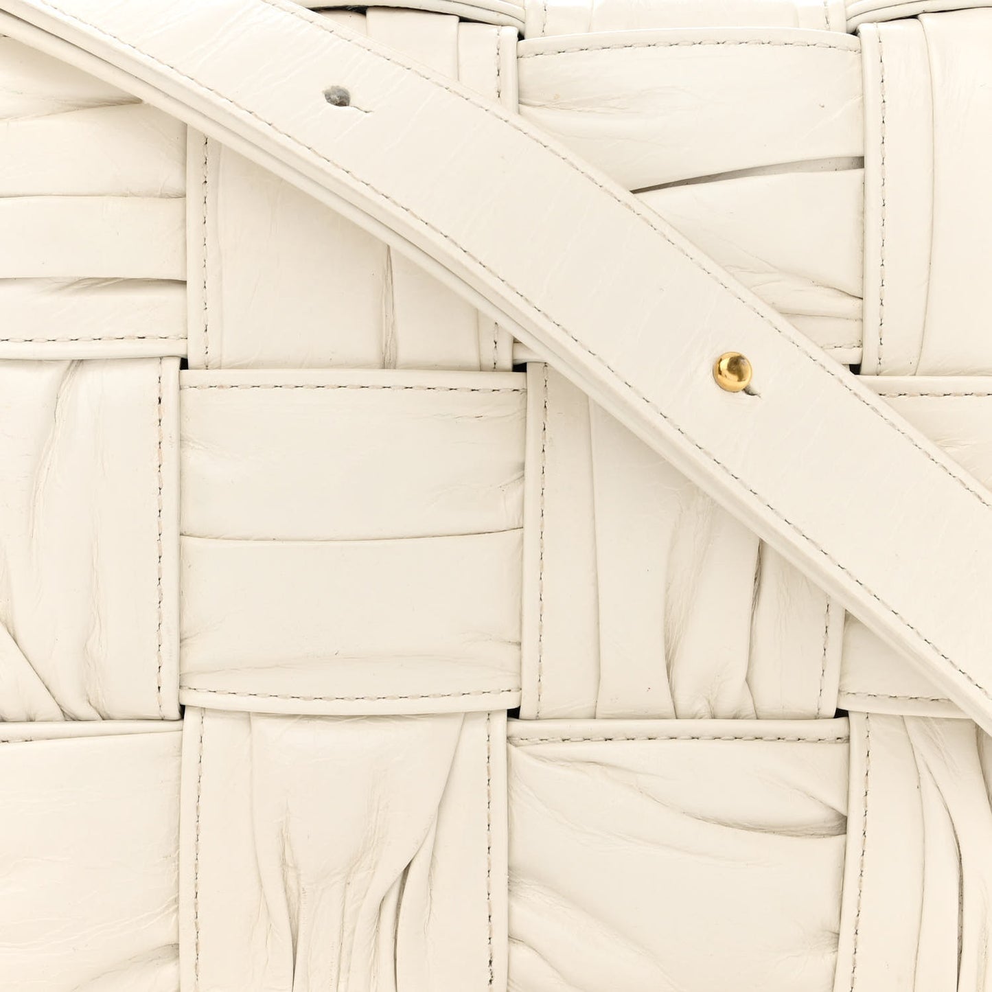 Calfskin Intreccio Plisse Cassette Crossbody Bag White