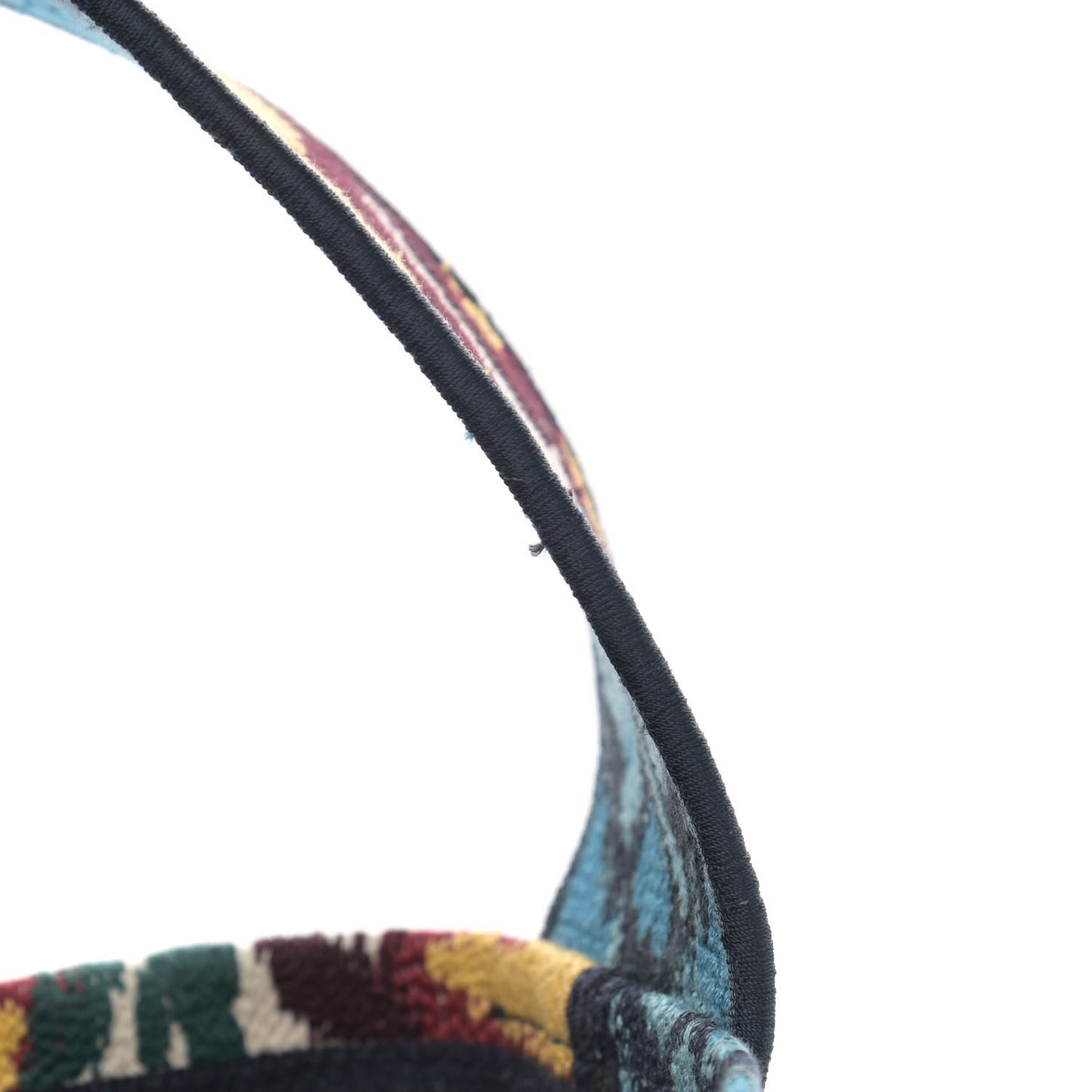 Canvas Embroidered Paisley D-Bubble Bucket Bag Blue Multicolor