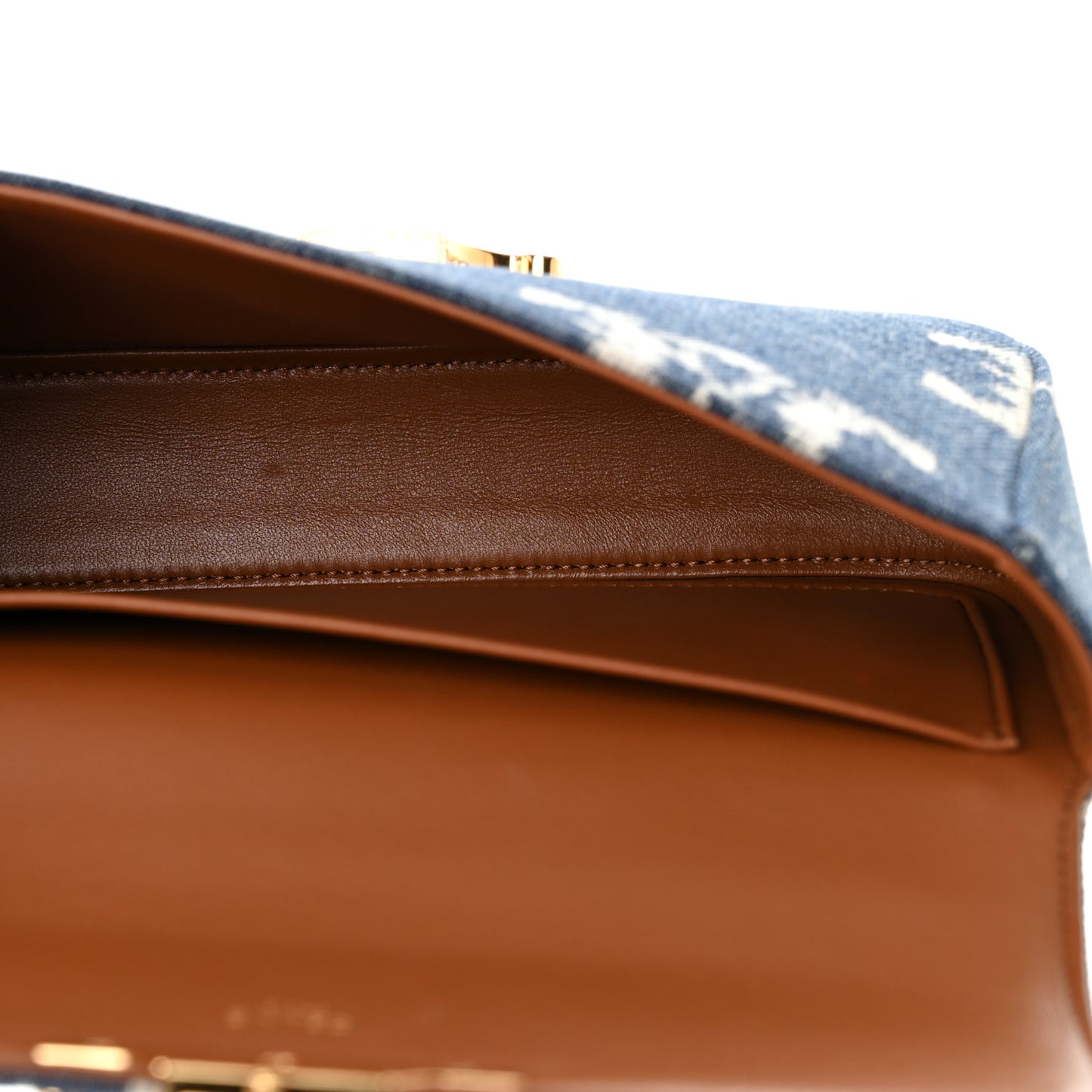 Denim Triomphe Chain Shoulder Bag Navy Tan