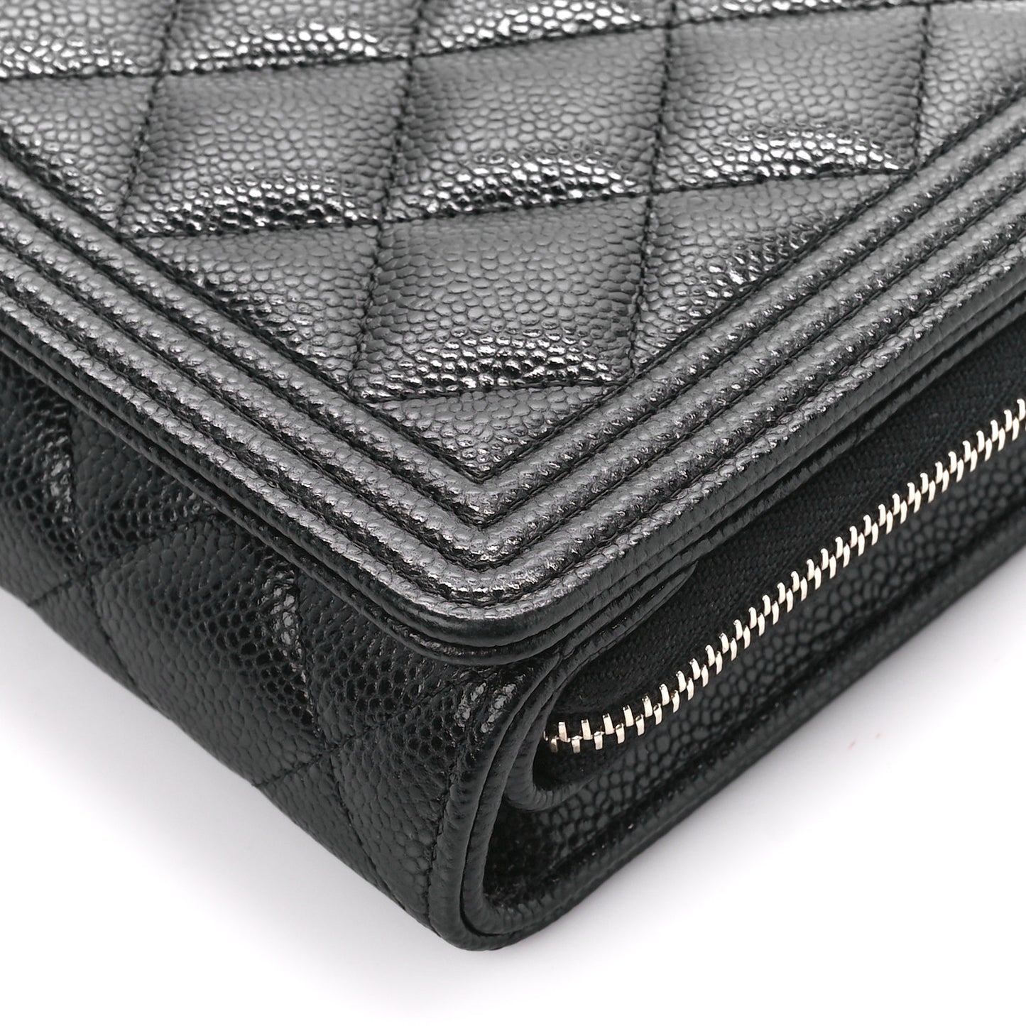 Caviar Quilted Boy Wallet On Chain WOC Black
