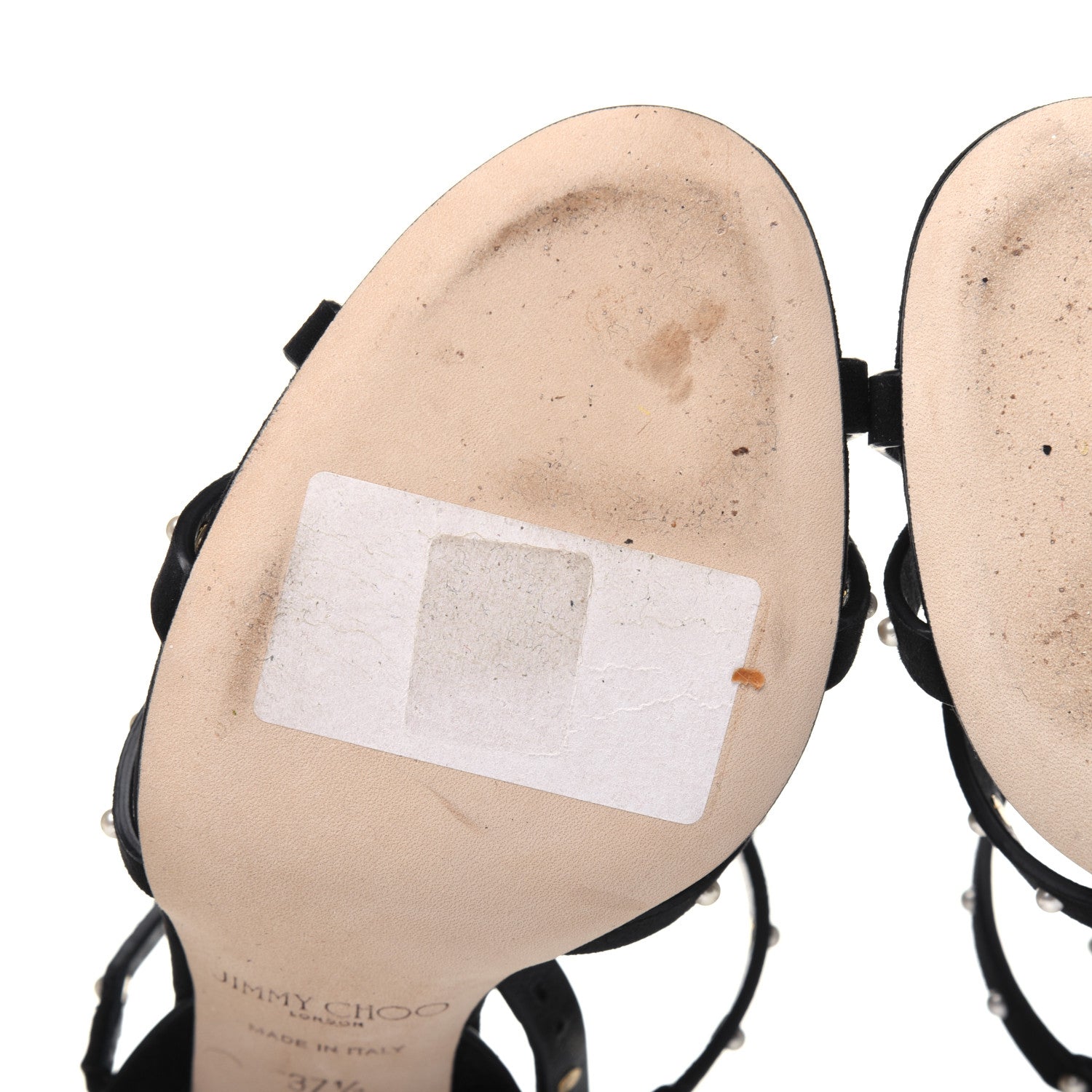 Jimmy Choo Suede Pearls Beverly 100 Sandals 37.5 Black 8 of 10