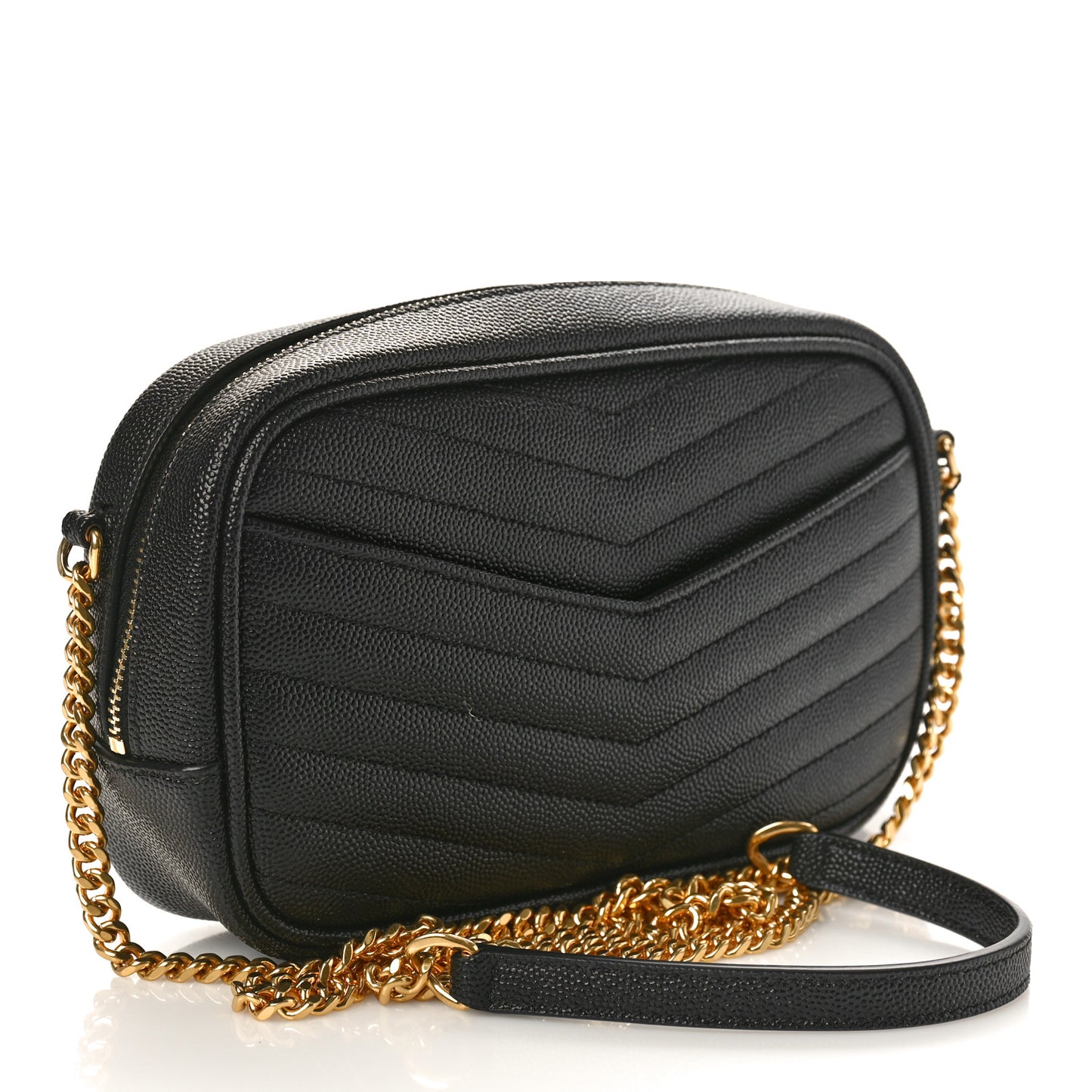 SAINT LAURENT Grain De Poudre Matelasse Monogram Mini Lou Camera Bag Black