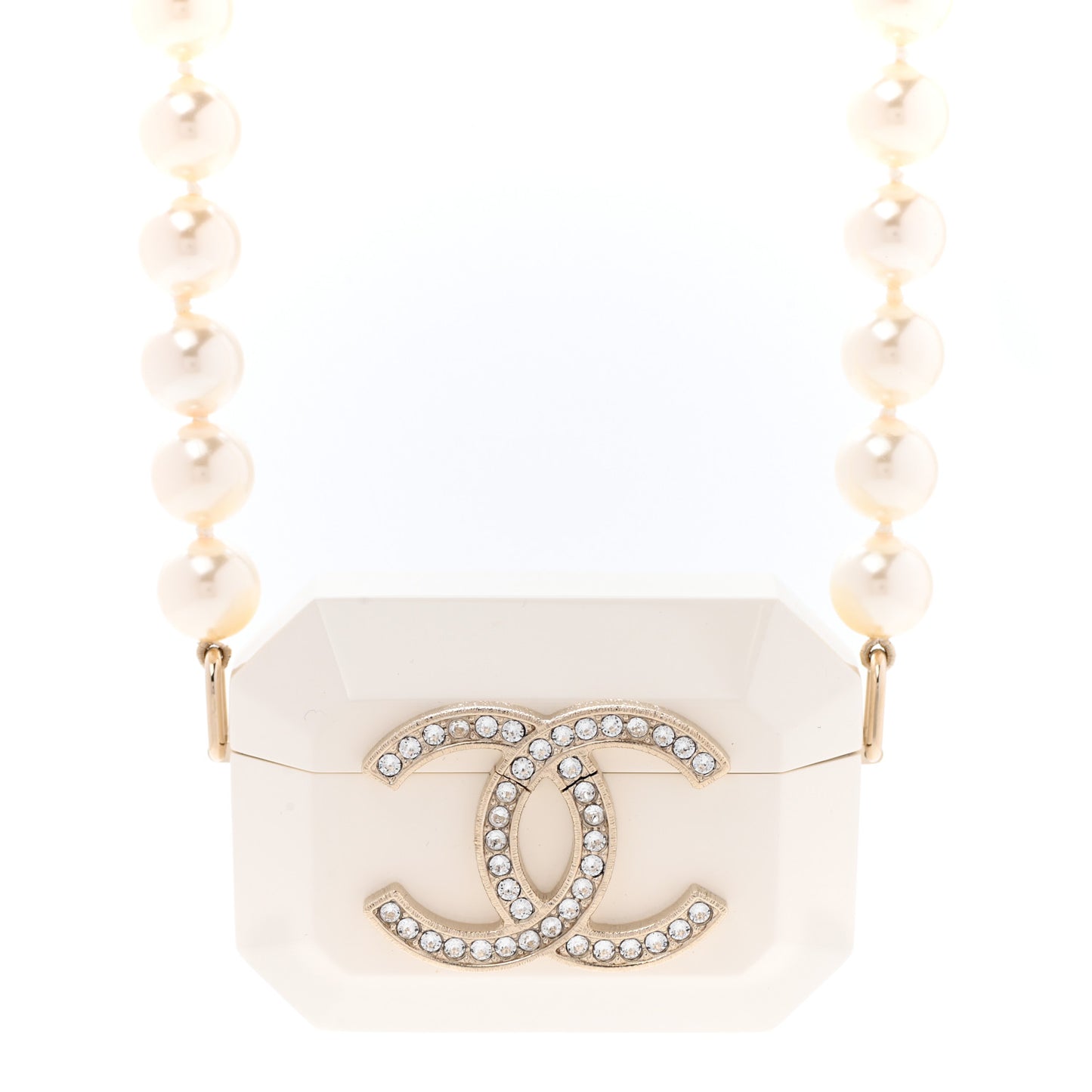 Resin Crystal Pearl Airpod Pro Case Necklace Gold White Pearly Black