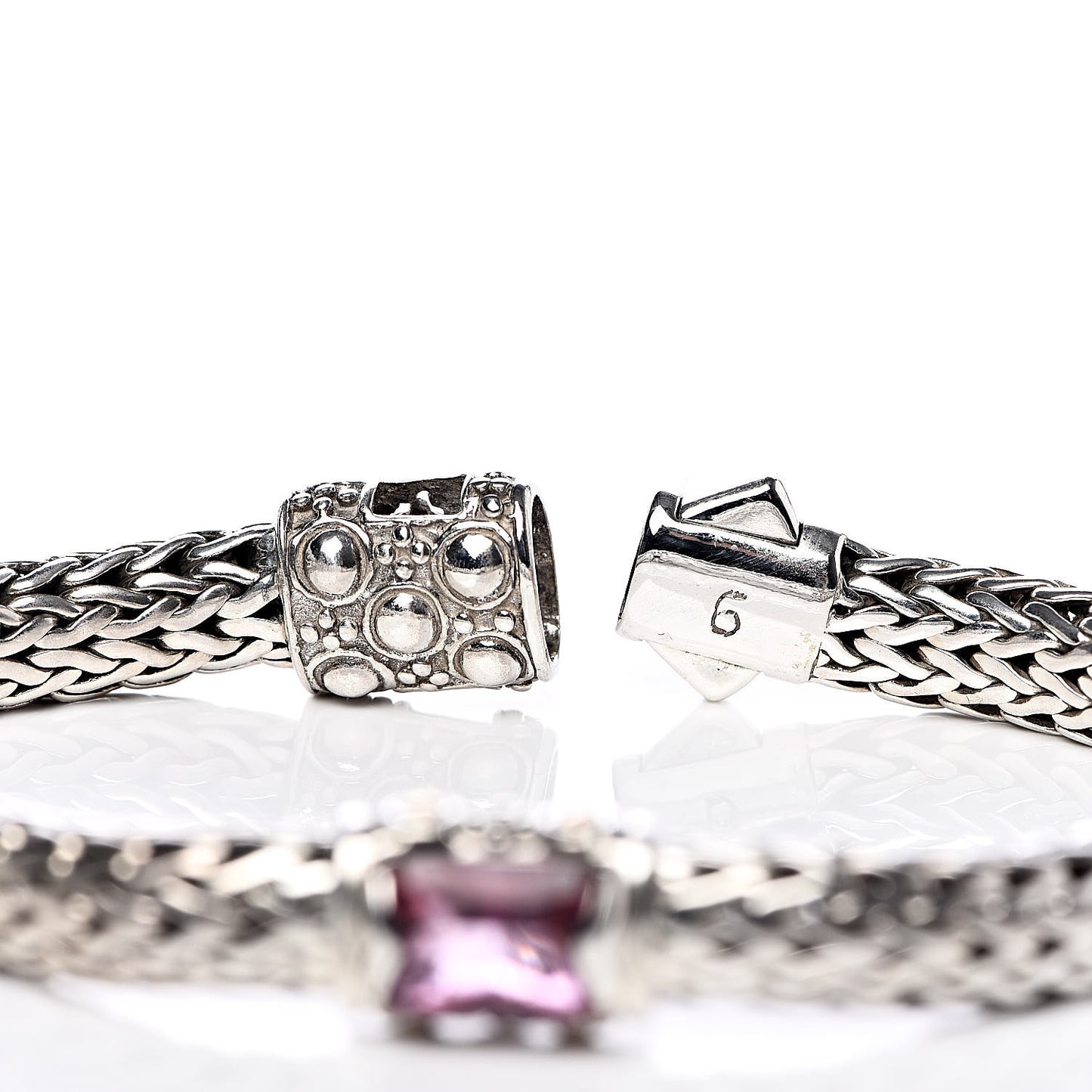 Sterling Silver 18K Yellow Gold Pink Topaz Classic Chain Bracelet