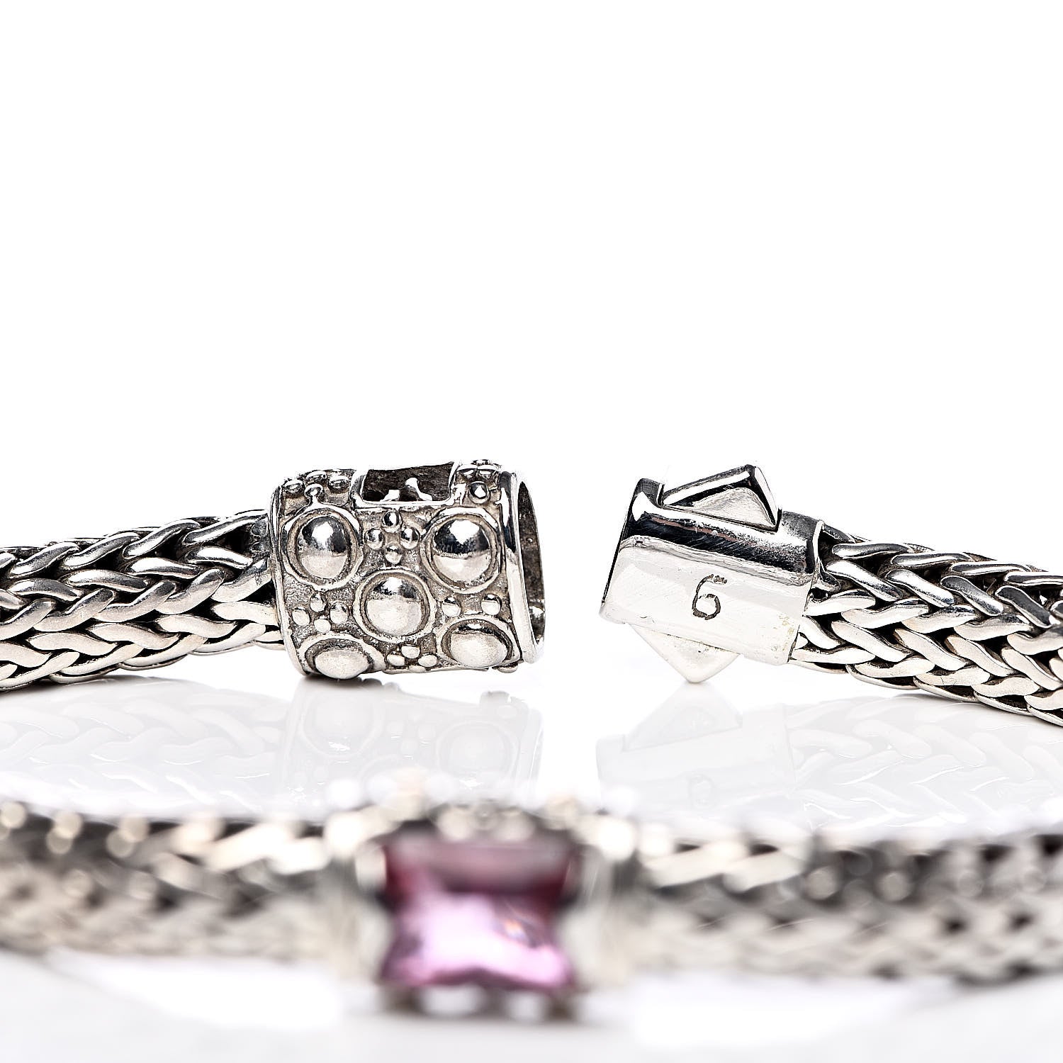 John Hardy Sterling Silver 18K Yellow Gold Pink Topaz Classic Chain Bracelet 4 of 5