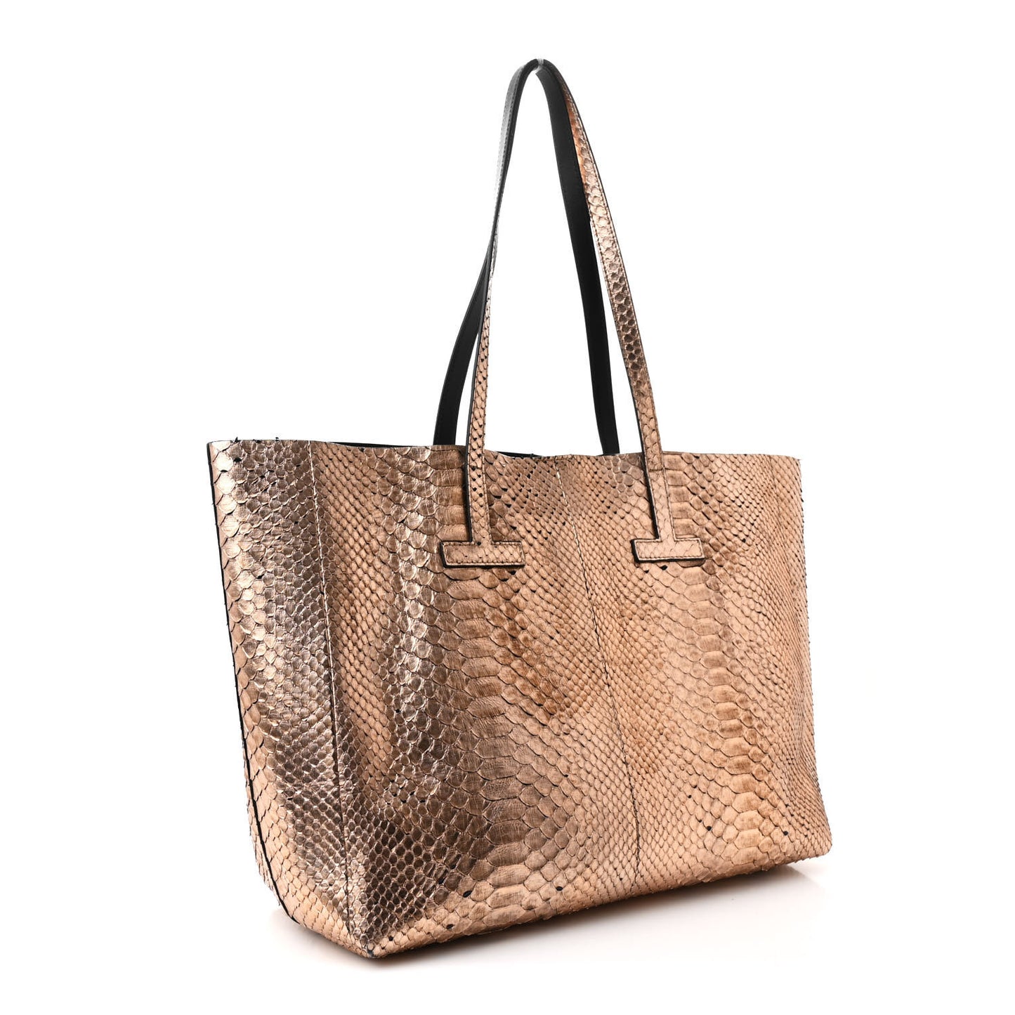 Metallic Snakeskin Small T Tote Gold