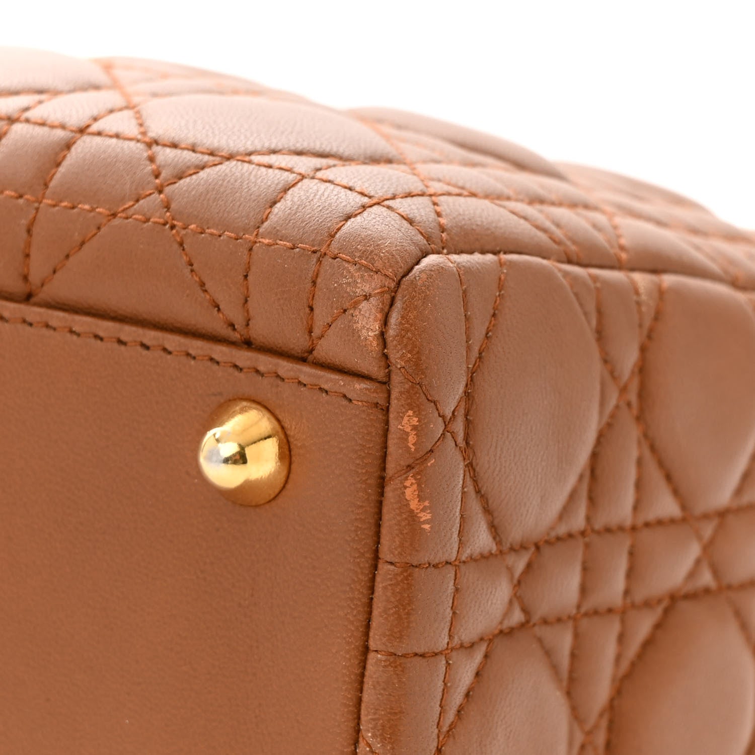 Christian Dior Lambskin Cannage Large Lady Dior Tan 11 of 15