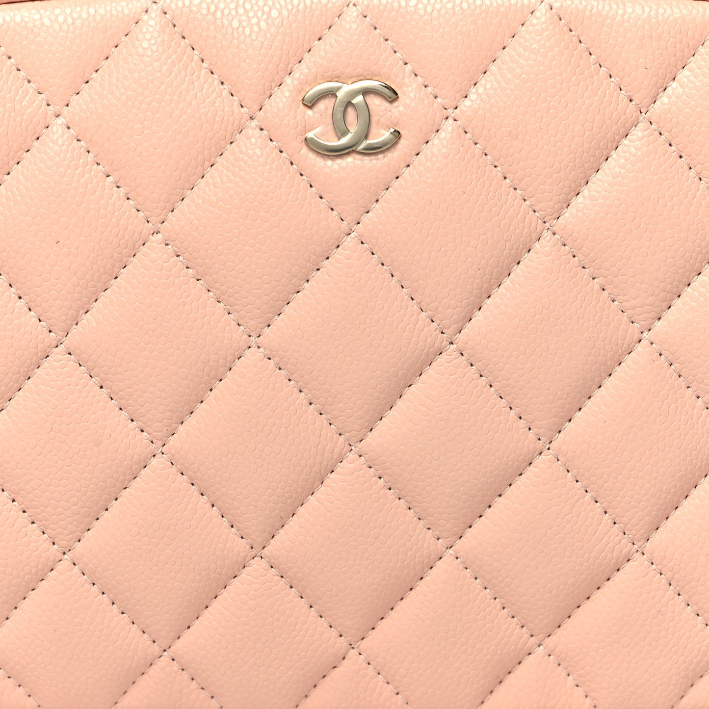 Caviar Quilted Medium Curvy Pouch Cosmetic Case Light Pink