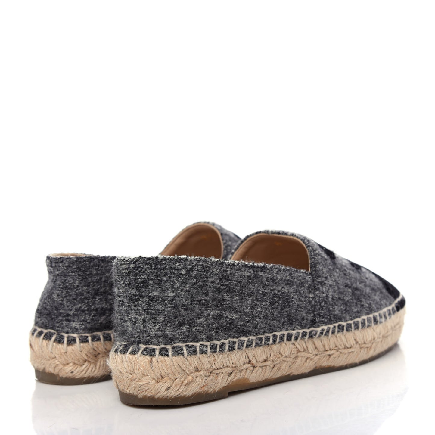 Tweed Velvet CC Espadrilles 35 Grey Black