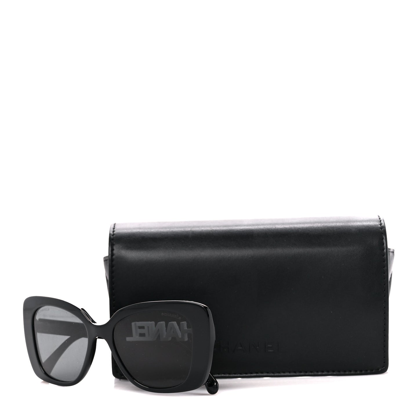 Acetate Strass Square Sunglasses 5422-B Black White