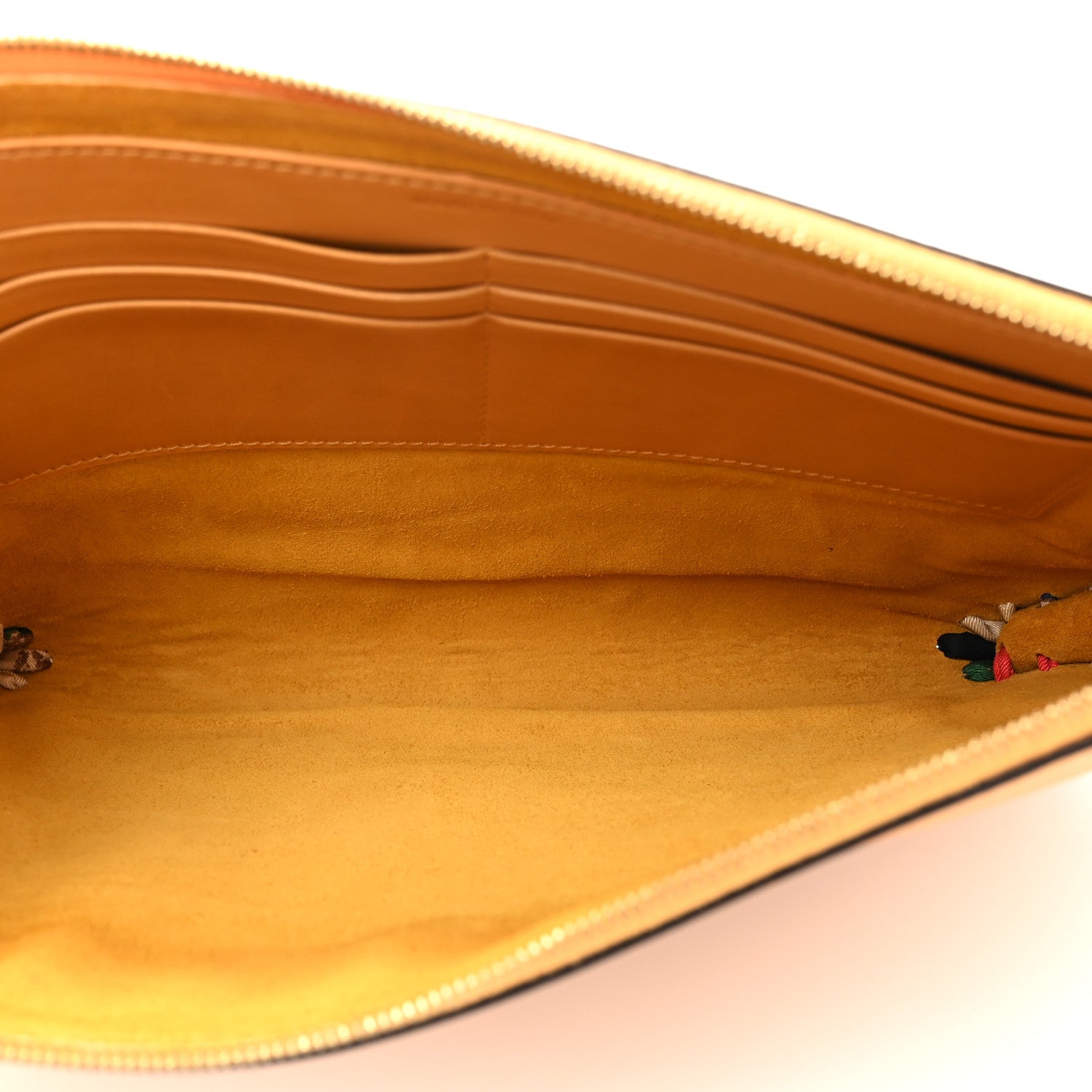 Celine Lambskin Silk Trim Clutch Pouch Brown Multicolor 5 of 11