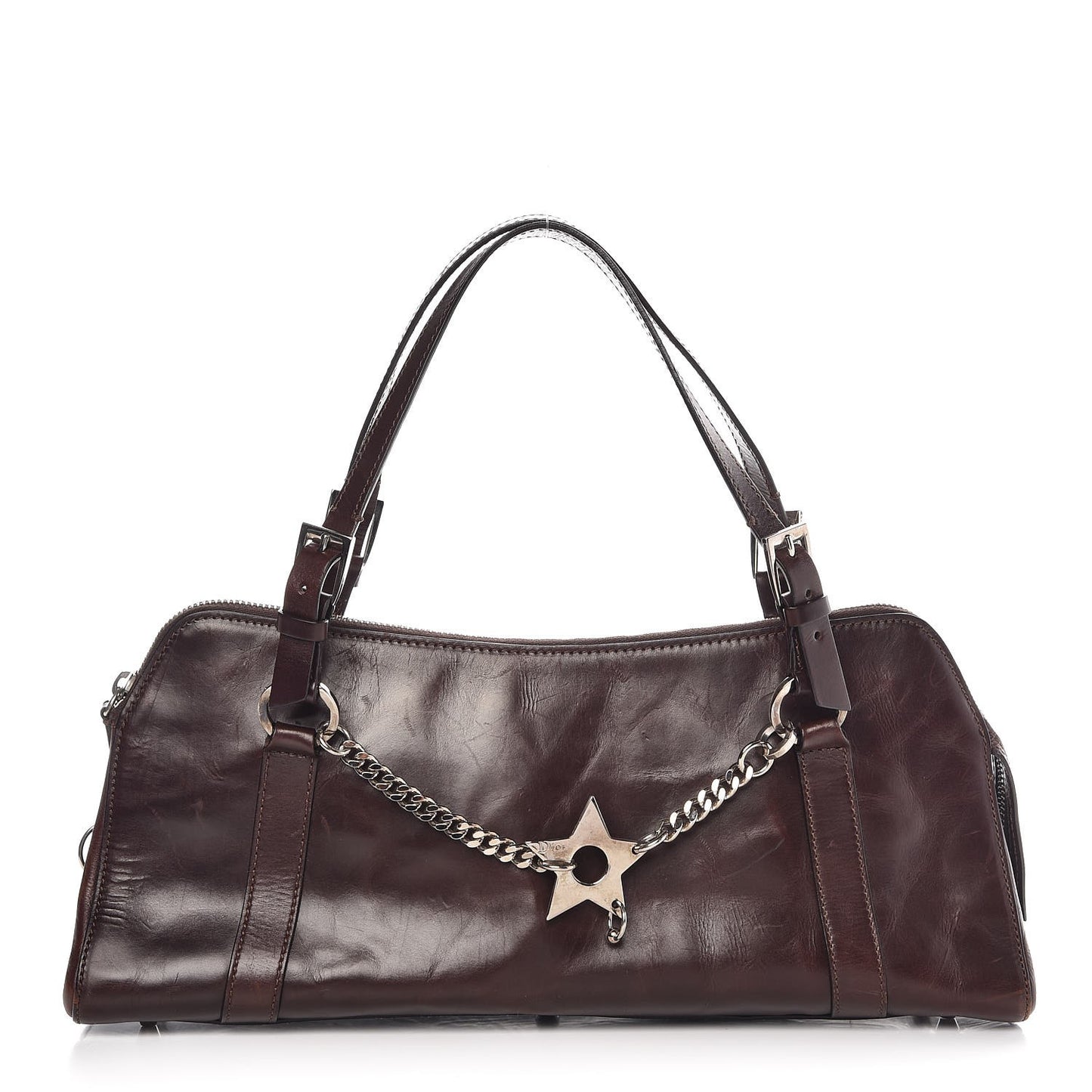 Calfskin Hardcore Pierced Shoulder Bag Brown