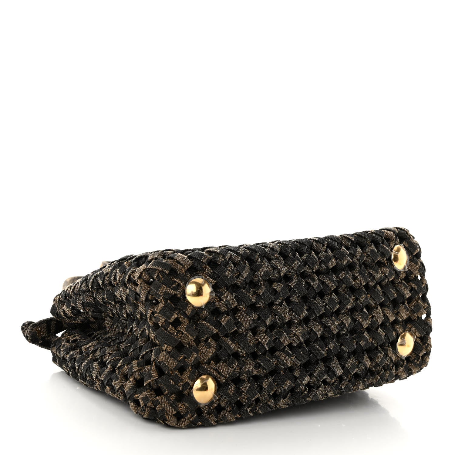 Fendi Fabric Jacquard FF 1974 Woven Knotted Mini Peekaboo Iconic Satchel Tobacco Moro 4 of 9
