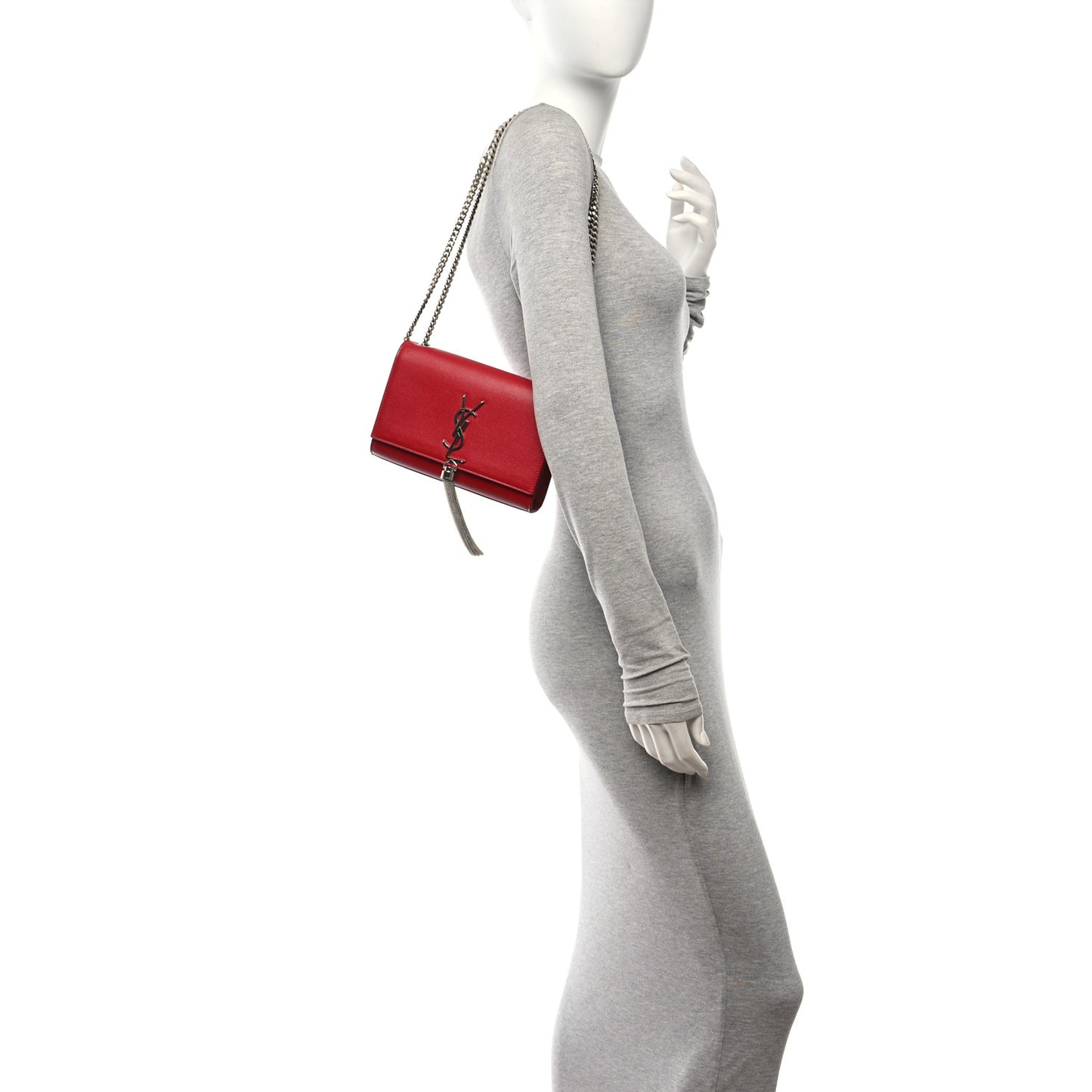 Grain De Poudre Small Classic Monogram Kate Tassel Satchel Red
