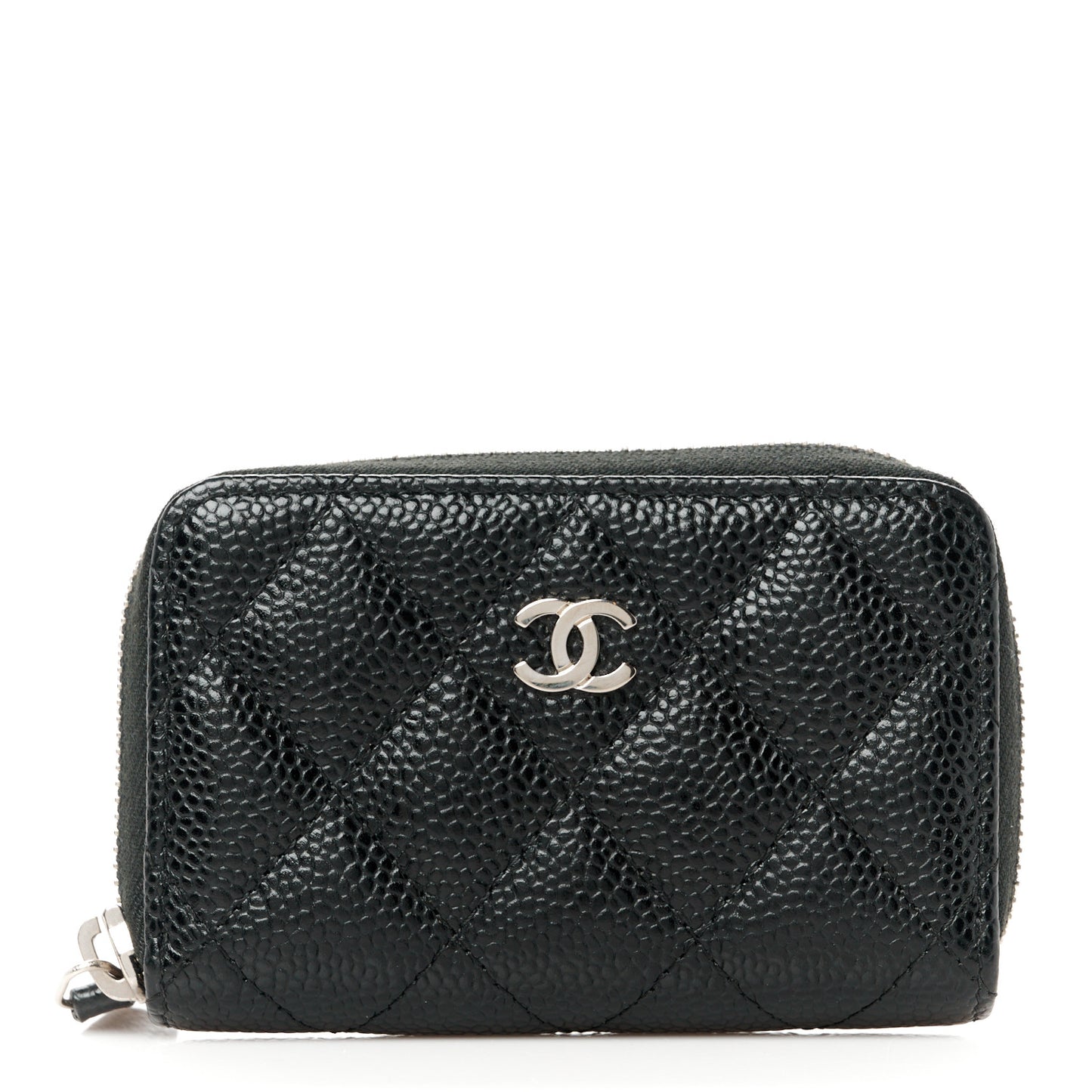 Caviar Quilted Zip Coin Purse Black