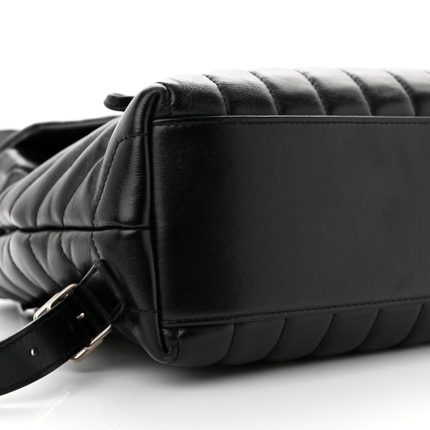 SAINT LAURENT Calfskin Y Quilted Monogram Small Loulou Backpack Black